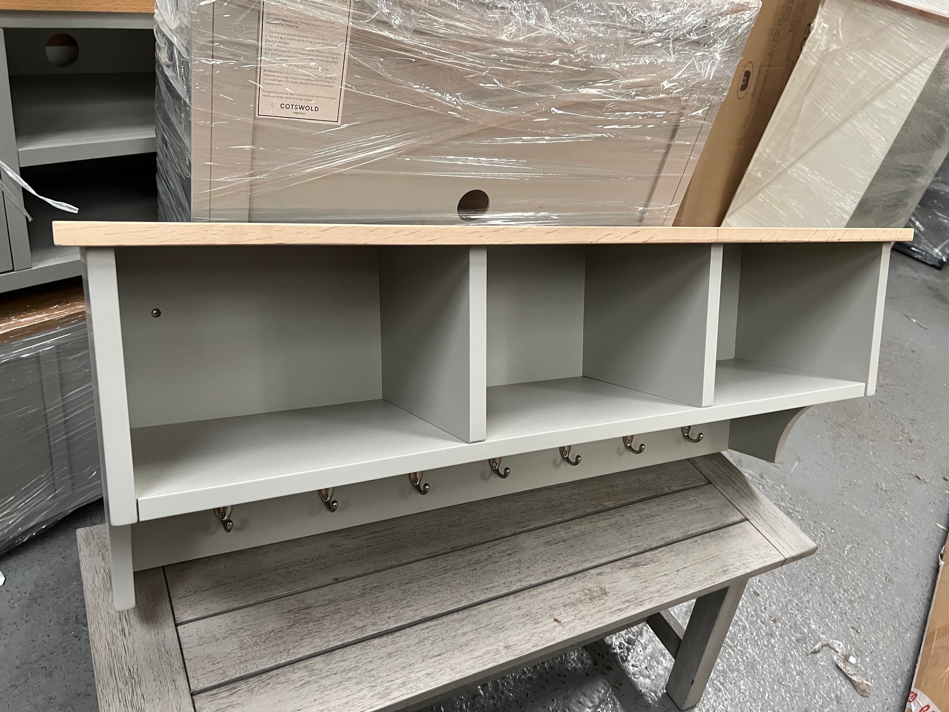 CHESTER DOVE GREY
Storage Shelf and Hooks Quality Furniture Clearance Ltd
