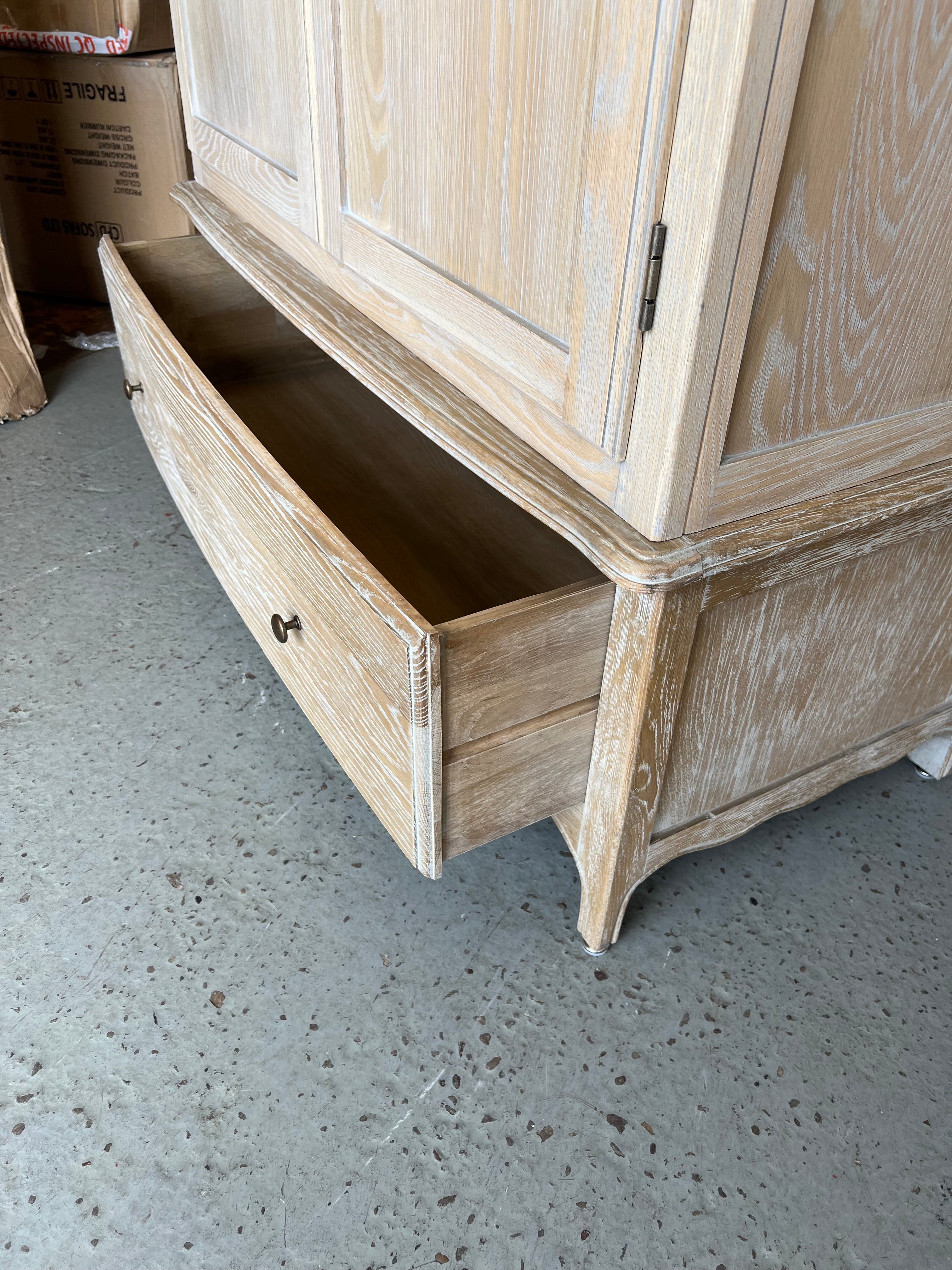 CAMILLE LIMEWASH OAK Double Wardrobe Quality Furniture Clearance Ltd