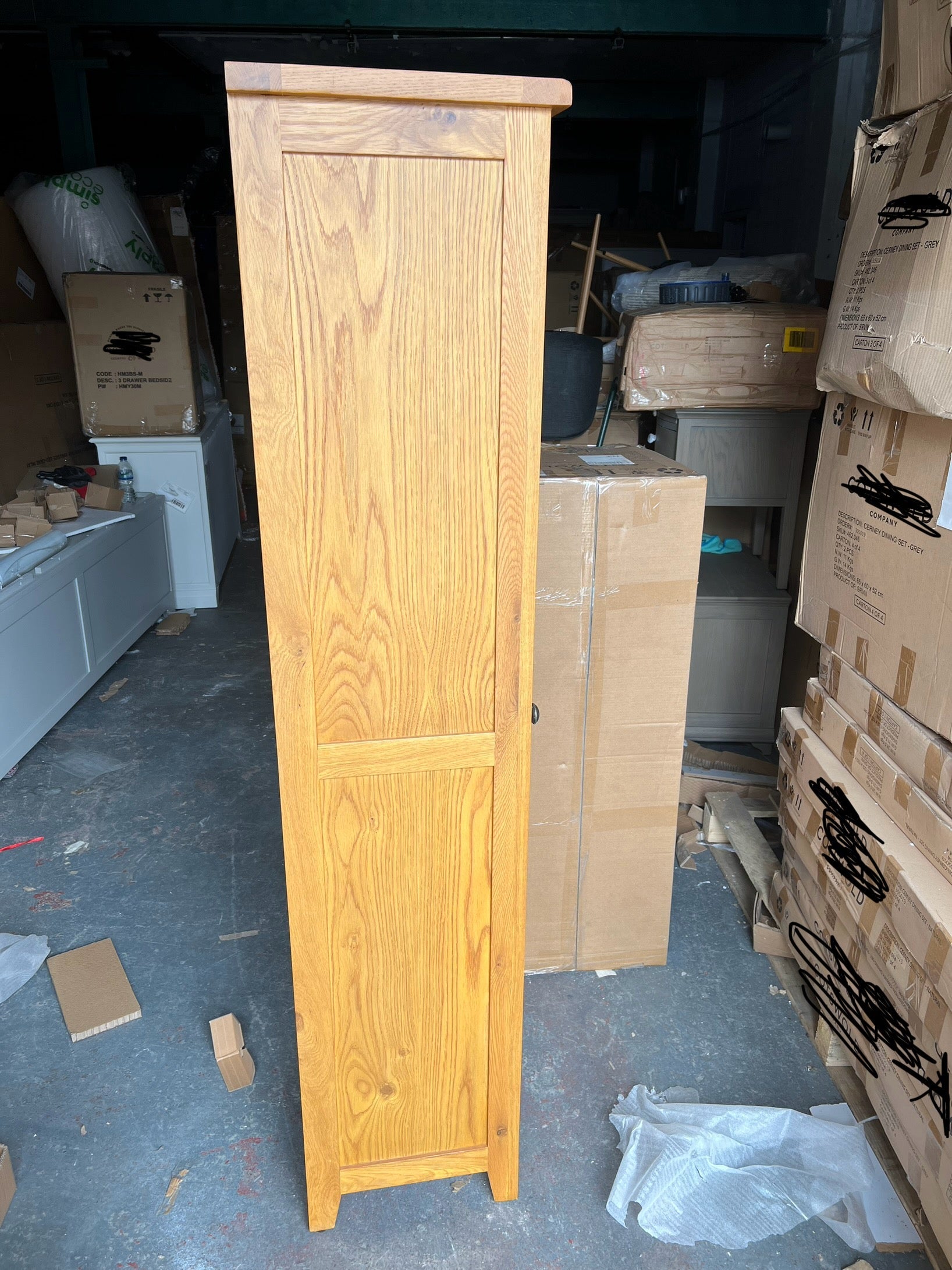 Oakland Rustic Oak Tall Shoe Cupboard Quality Furniture Clearance Ltd