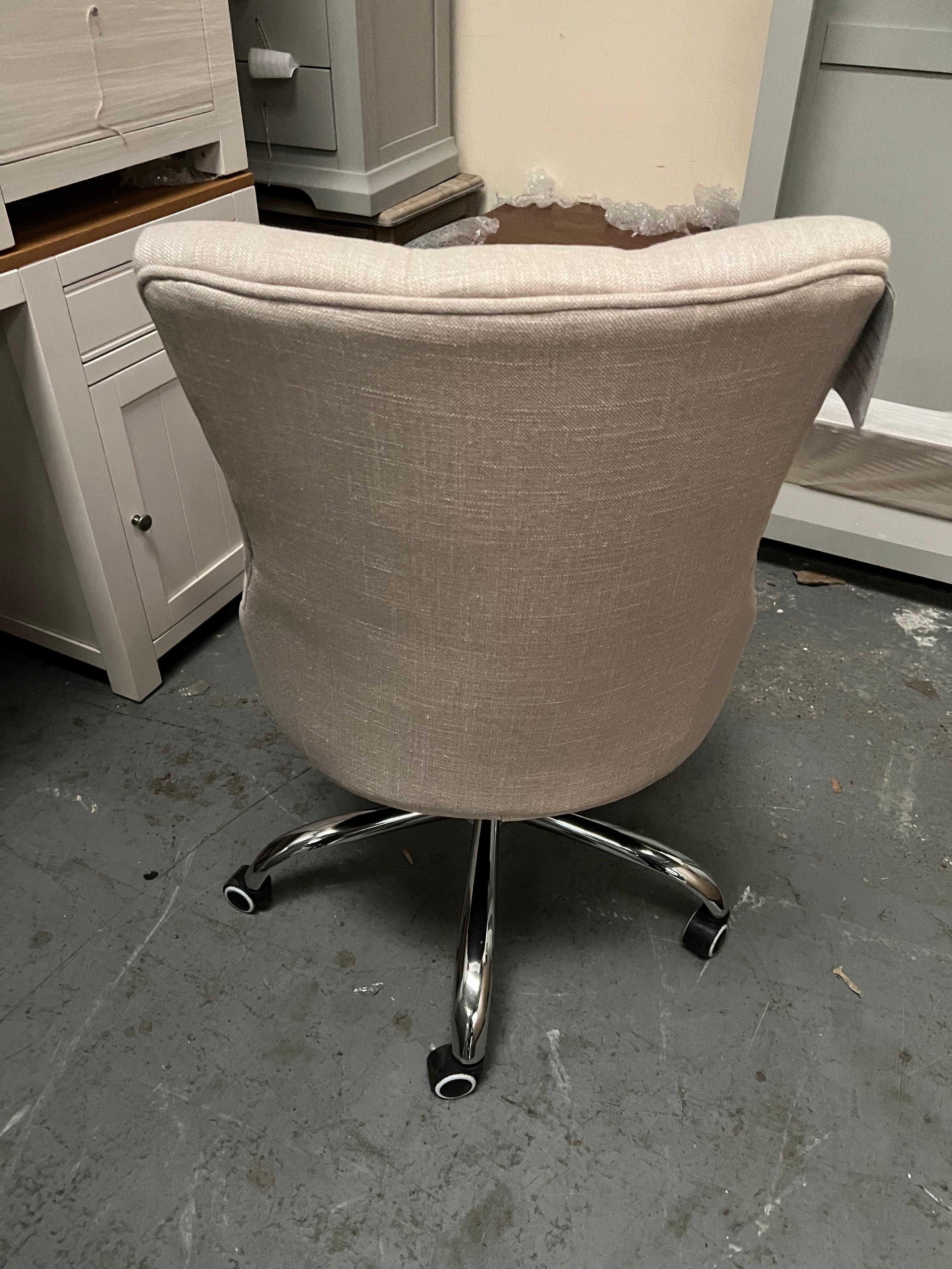 Upholstered Office Chair - Stone Linen Quality Furniture Clearance Ltd
