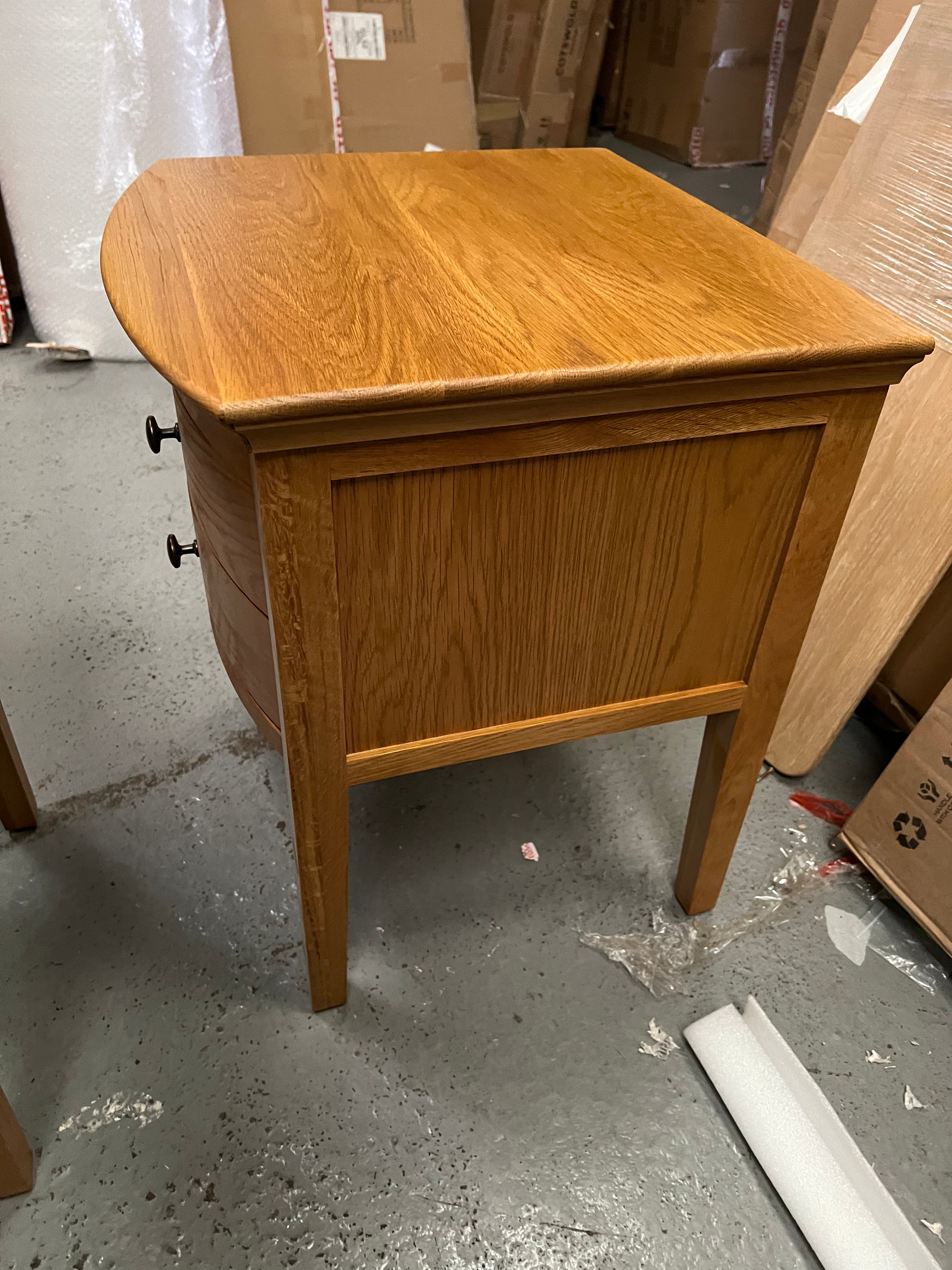 Set of 2 Winchcombe Oiled Oak 2 Drawer Bedside Table - Quality Furniture Clearance Ltd