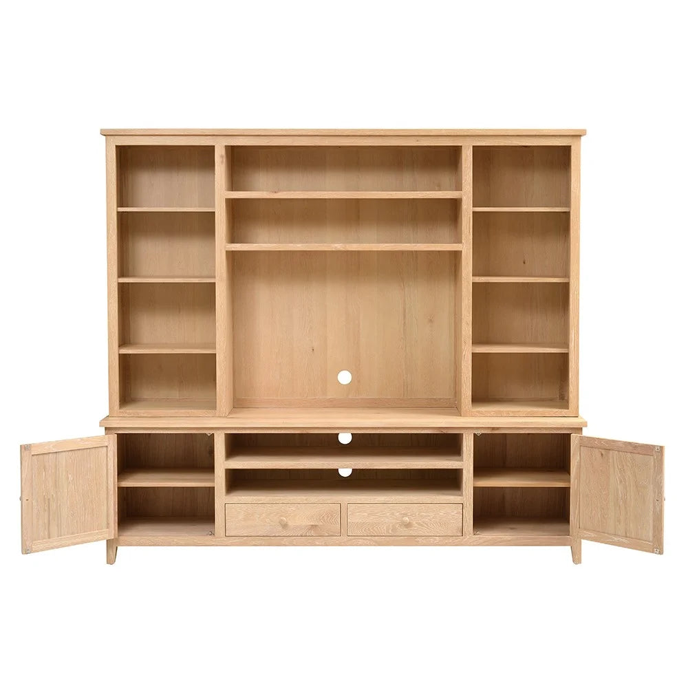 Inglesham Whitewash Oak TV and Media Storage Unit Quality Furniture Clearance Ltd
