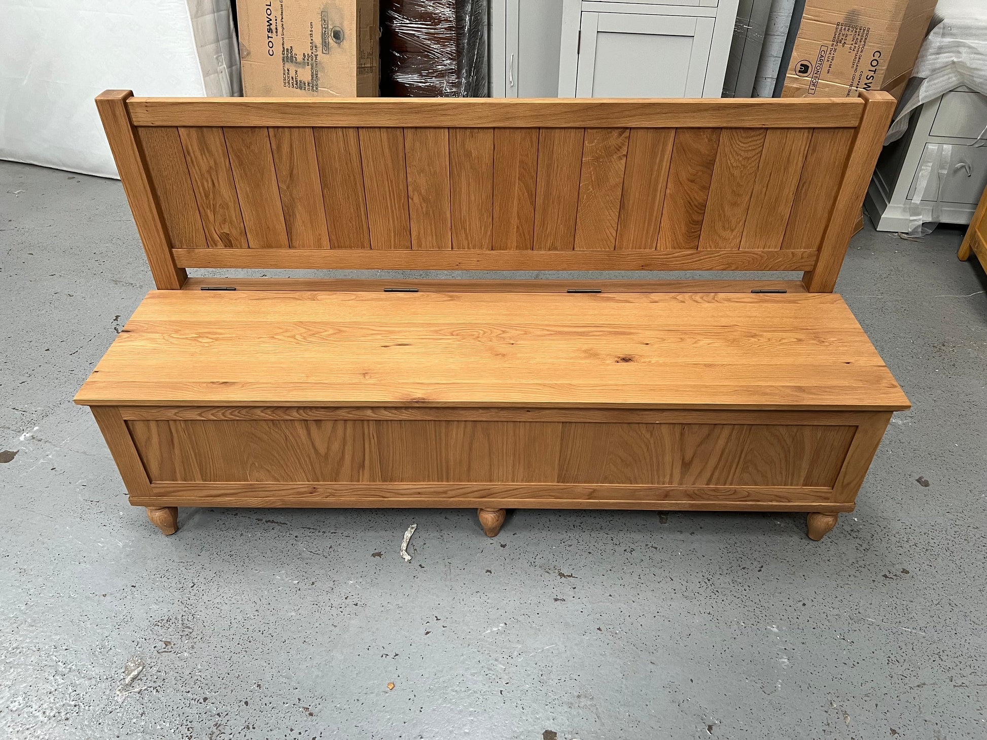 Elkstone Mellow Oak Monks Bench with Storage Quality Furniture Clearance Ltd