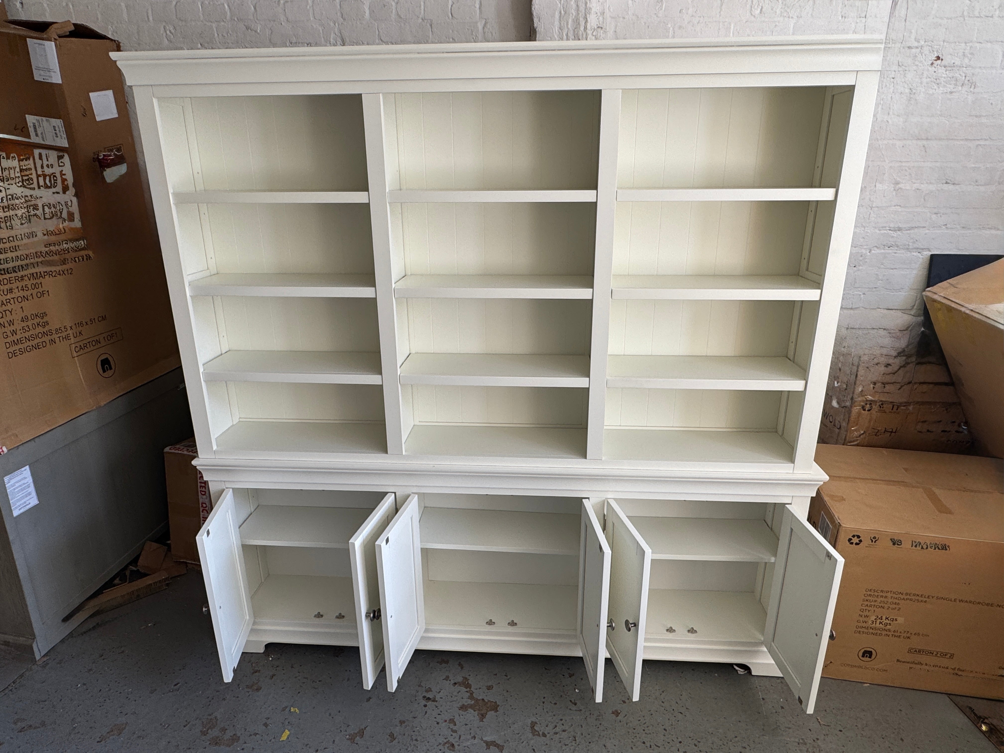 Chantilly Warm White Grand Bookcase Quality Furniture Clearance Ltd