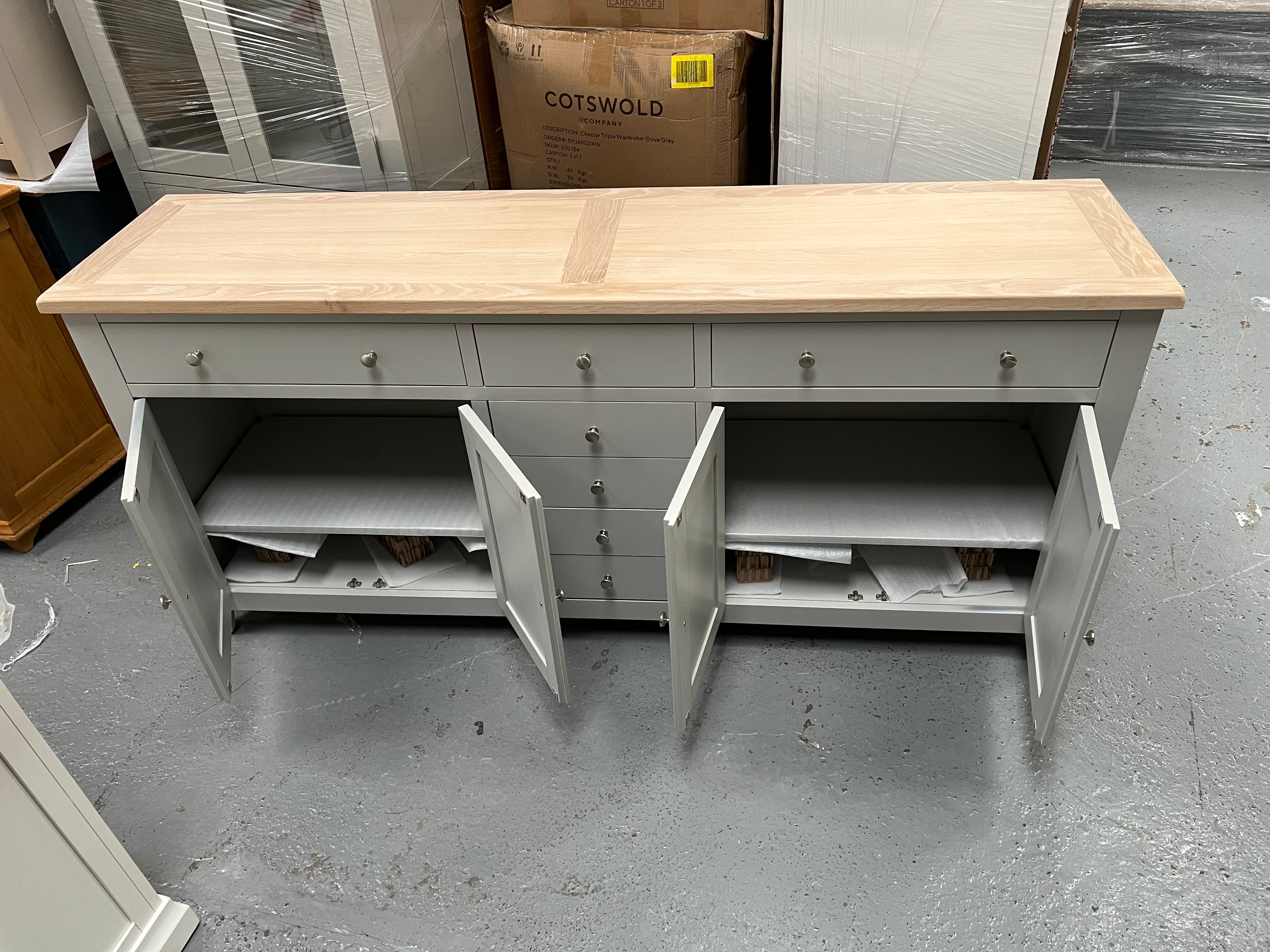 Chester Dove Grey Grand Sideboard furniture delivered