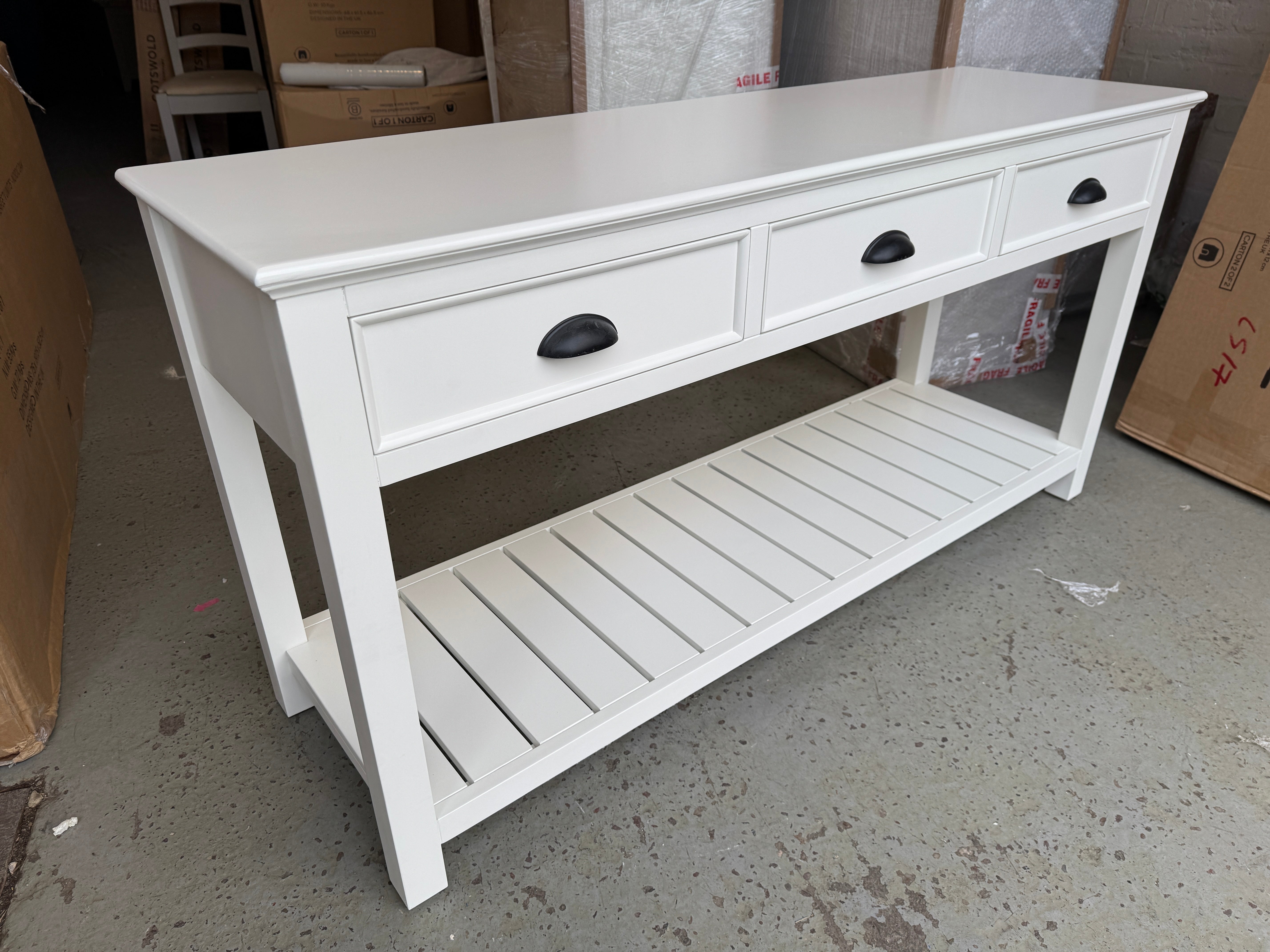 STOW WARM WHITE Extra Large Console Table Quality Furniture Clearance Ltd