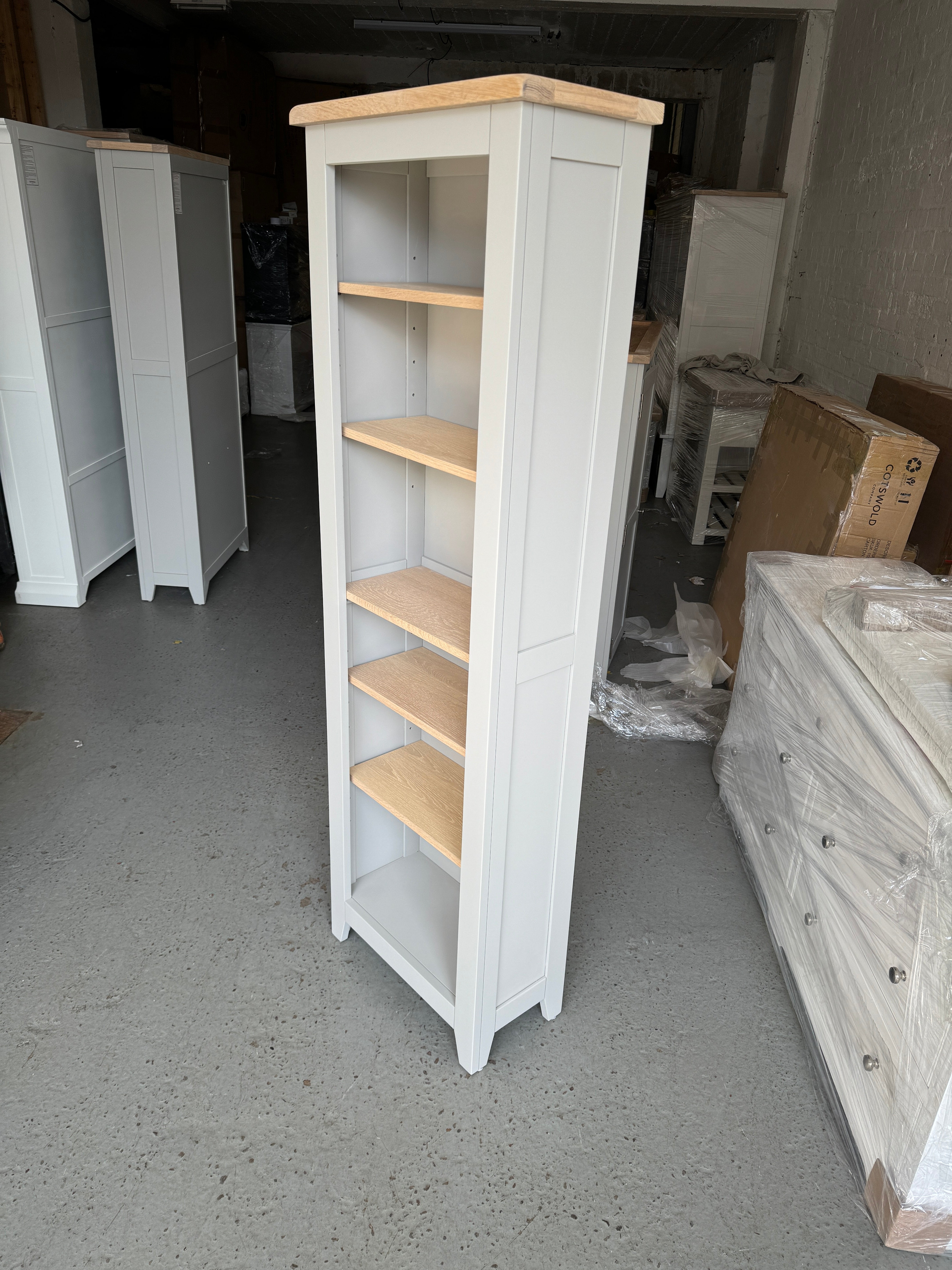 Chester Dove Grey Tall Slim Bookcase Quality Furniture Clearance Ltd