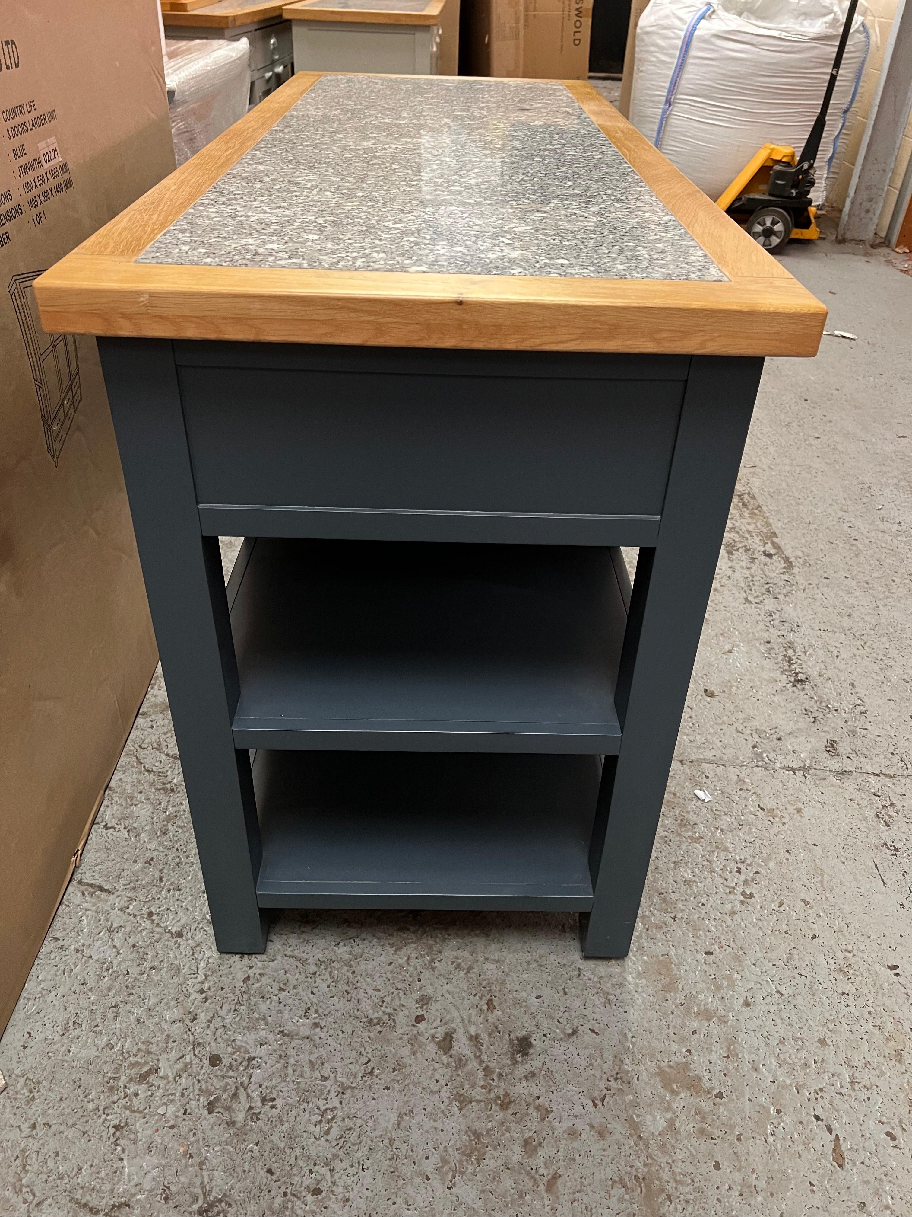 Hampshire ‘Country Life’ kitchen Island With Wine Rack - Blue Quality Furniture Clearance Ltd