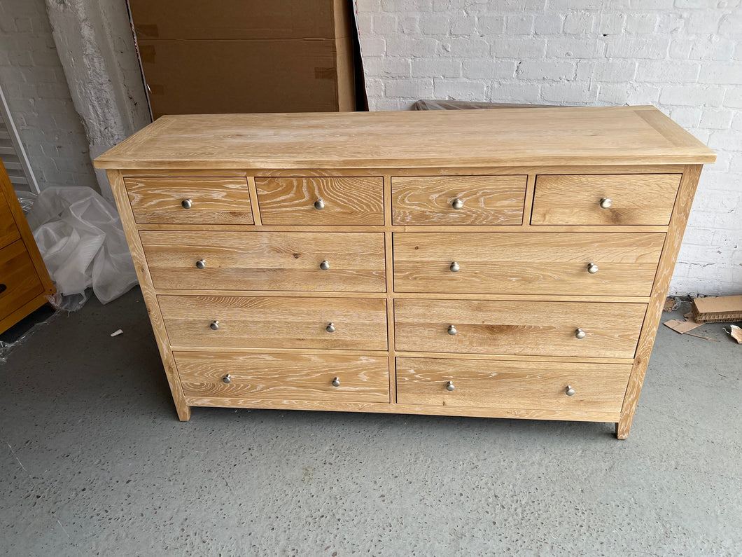 INGLESHAM WHITEWASH OAK 10 Drawer Chest Quality Furniture Clearance Ltd