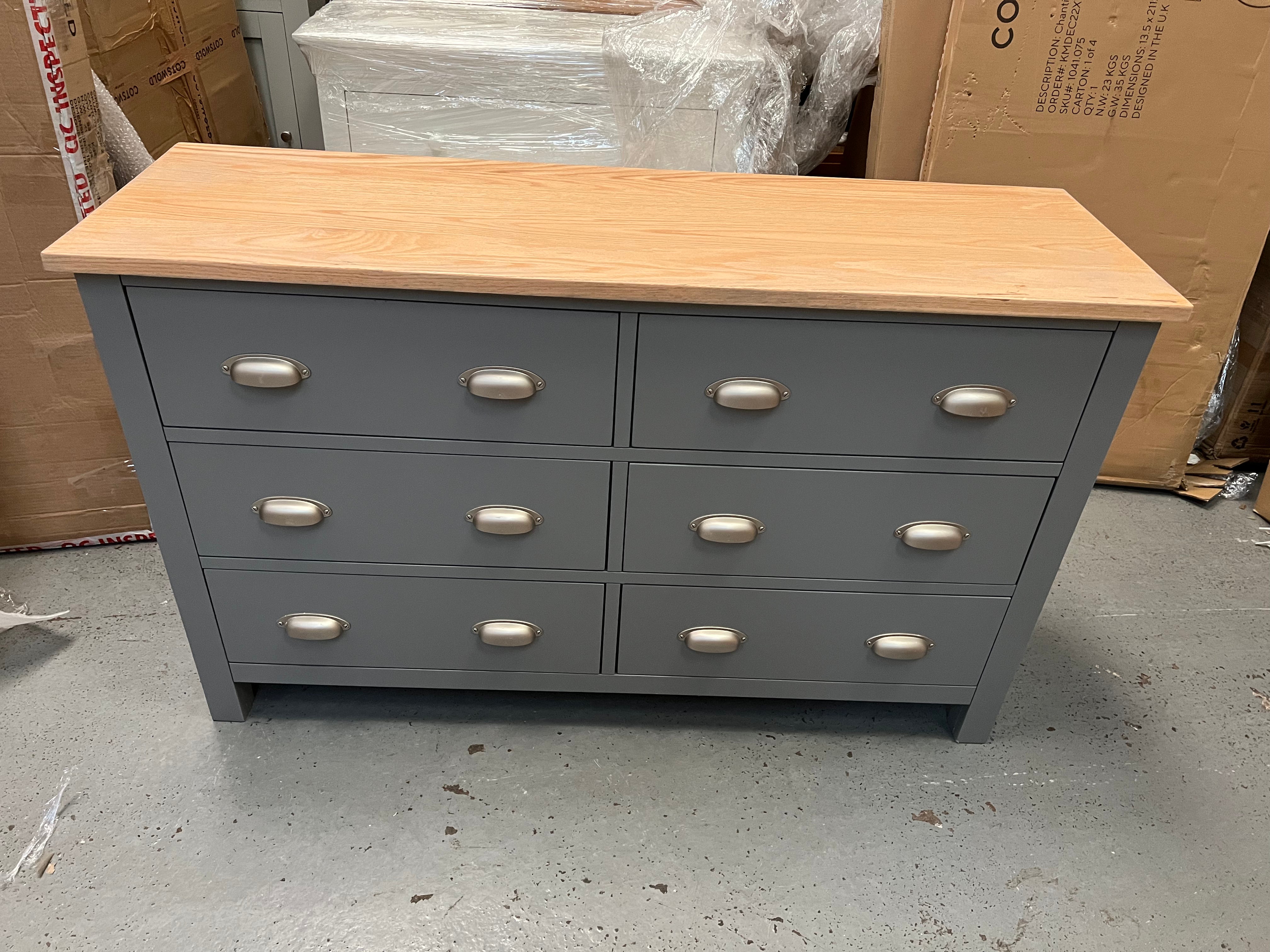 Storm Grey 6 Drawer Low and Wide Chest/sideboard. furniture delivered