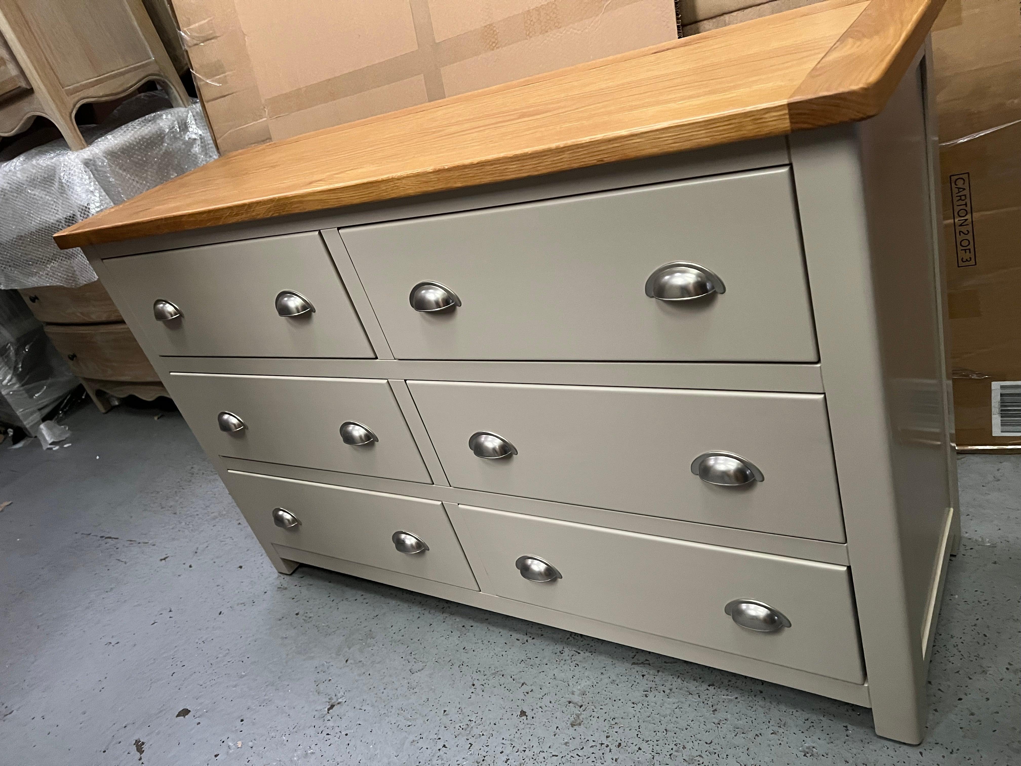 LUNDY STONE
6 Drawer Wide Chest Quality Furniture Clearance Ltd