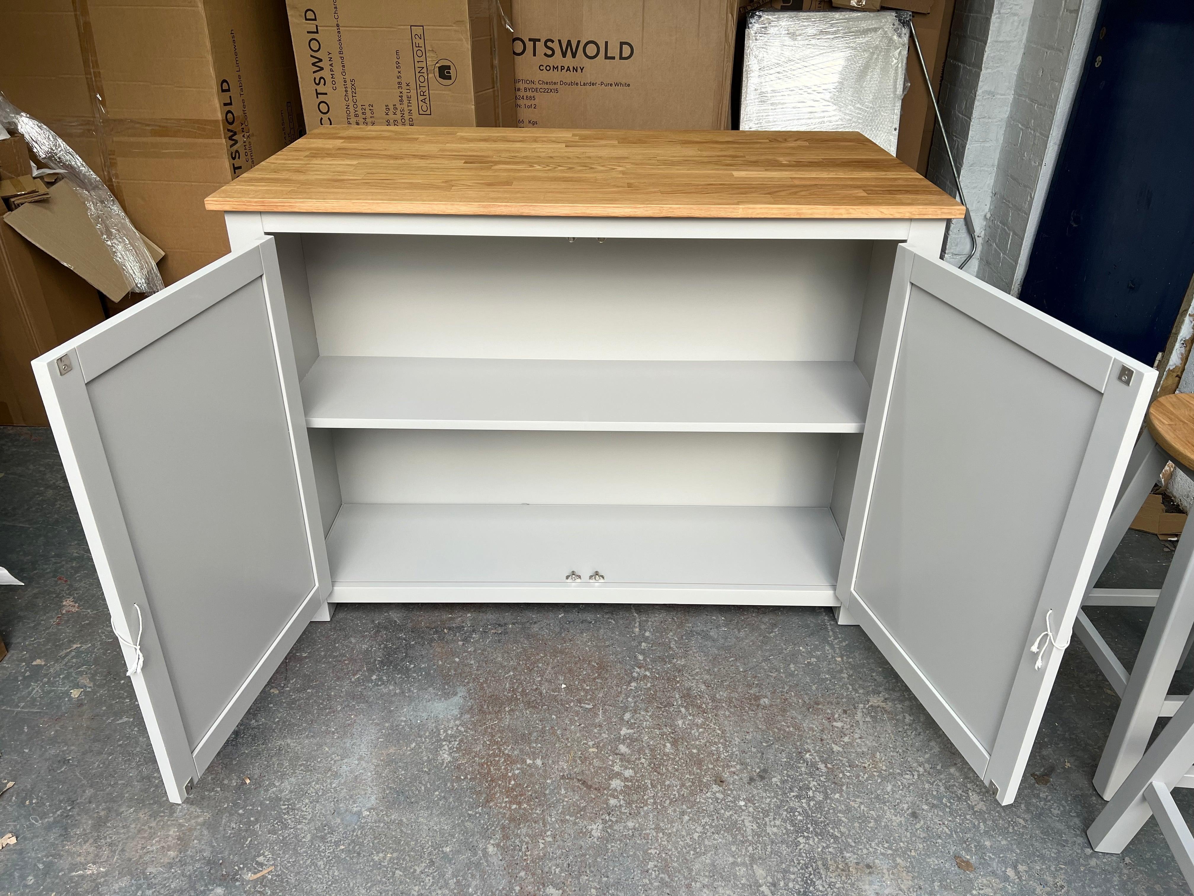 Portobello Grey Breakfast Bar Island with Stools. furniture delivered