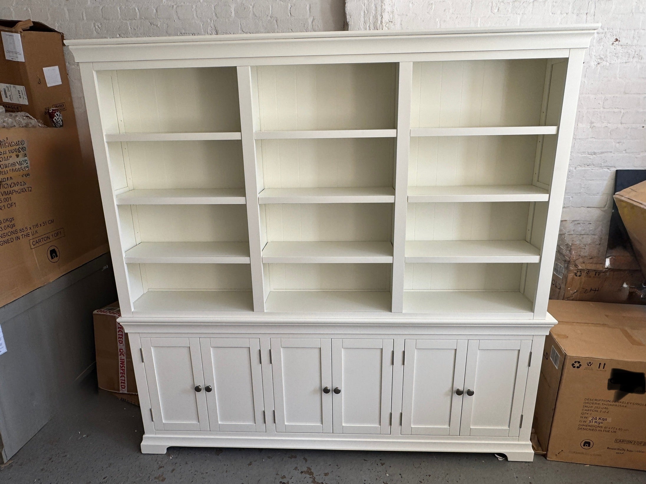 Chantilly Warm White Grand Bookcase Quality Furniture Clearance Ltd