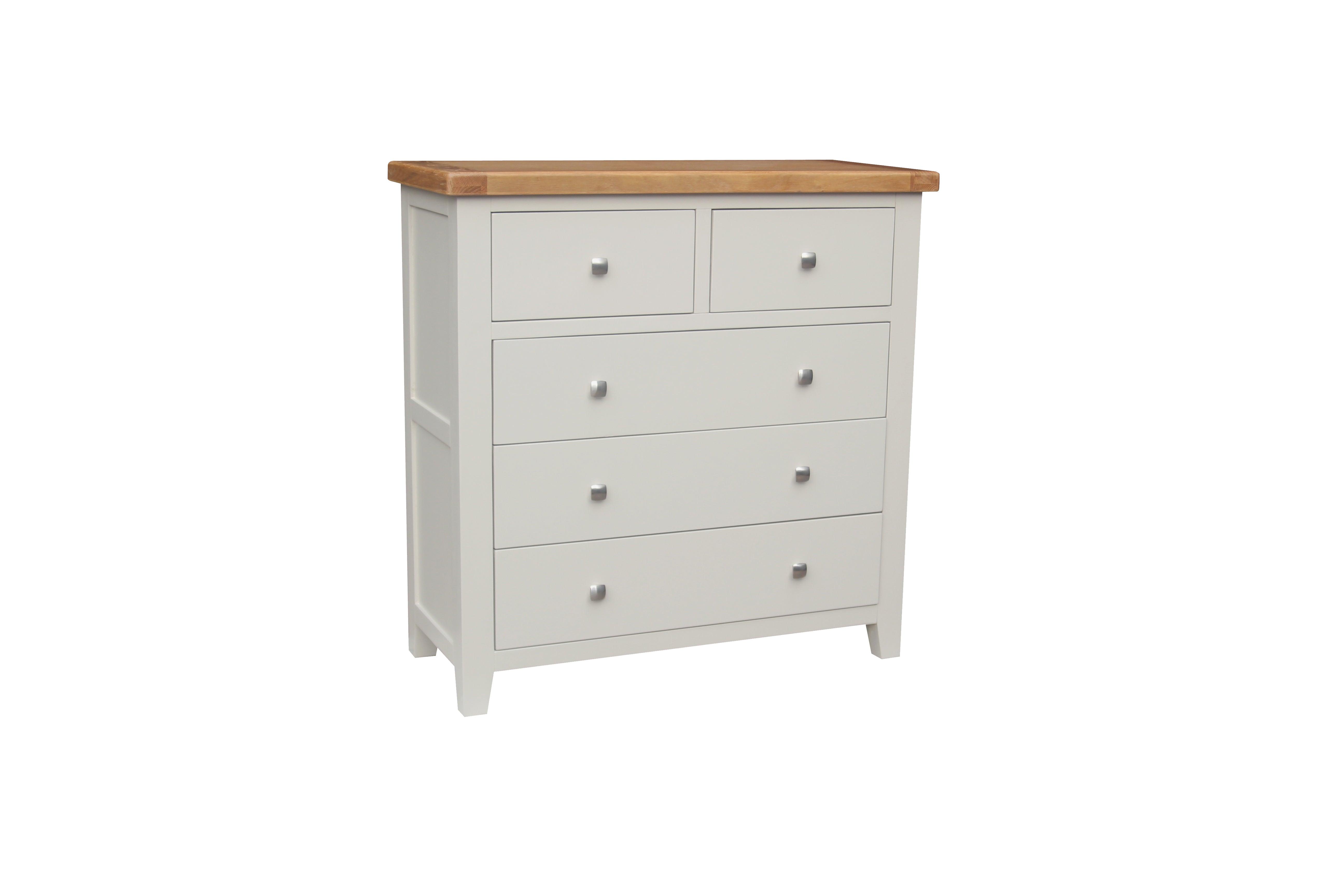 HAMPSHIRE 2 OVER 3 DRAWER CHEST – GREY/OAK Quality Furniture Clearance Ltd