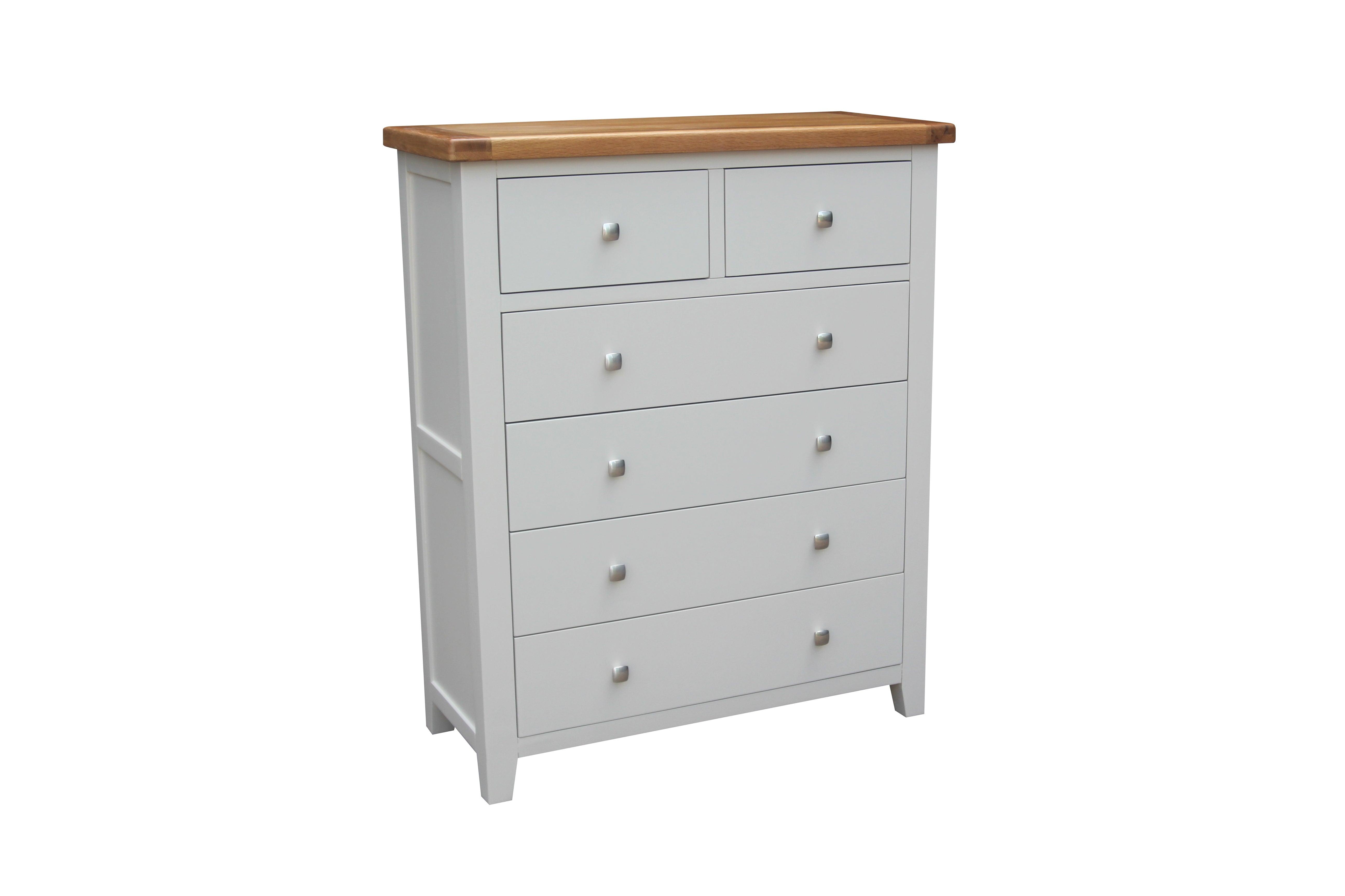 HAMPSHIRE 2 OVER 4 DRAW CHEST – GREY/OAK Quality Furniture Clearance Ltd