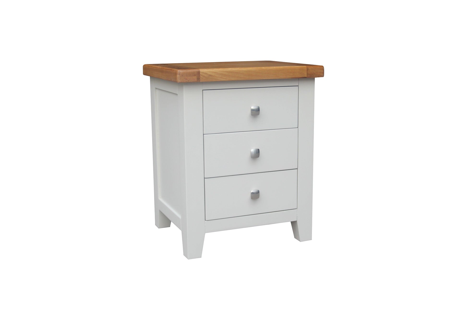 HAMPSHIRE BEDSIDE 3 DRAWER – GREY/OAK Quality Furniture Clearance Ltd