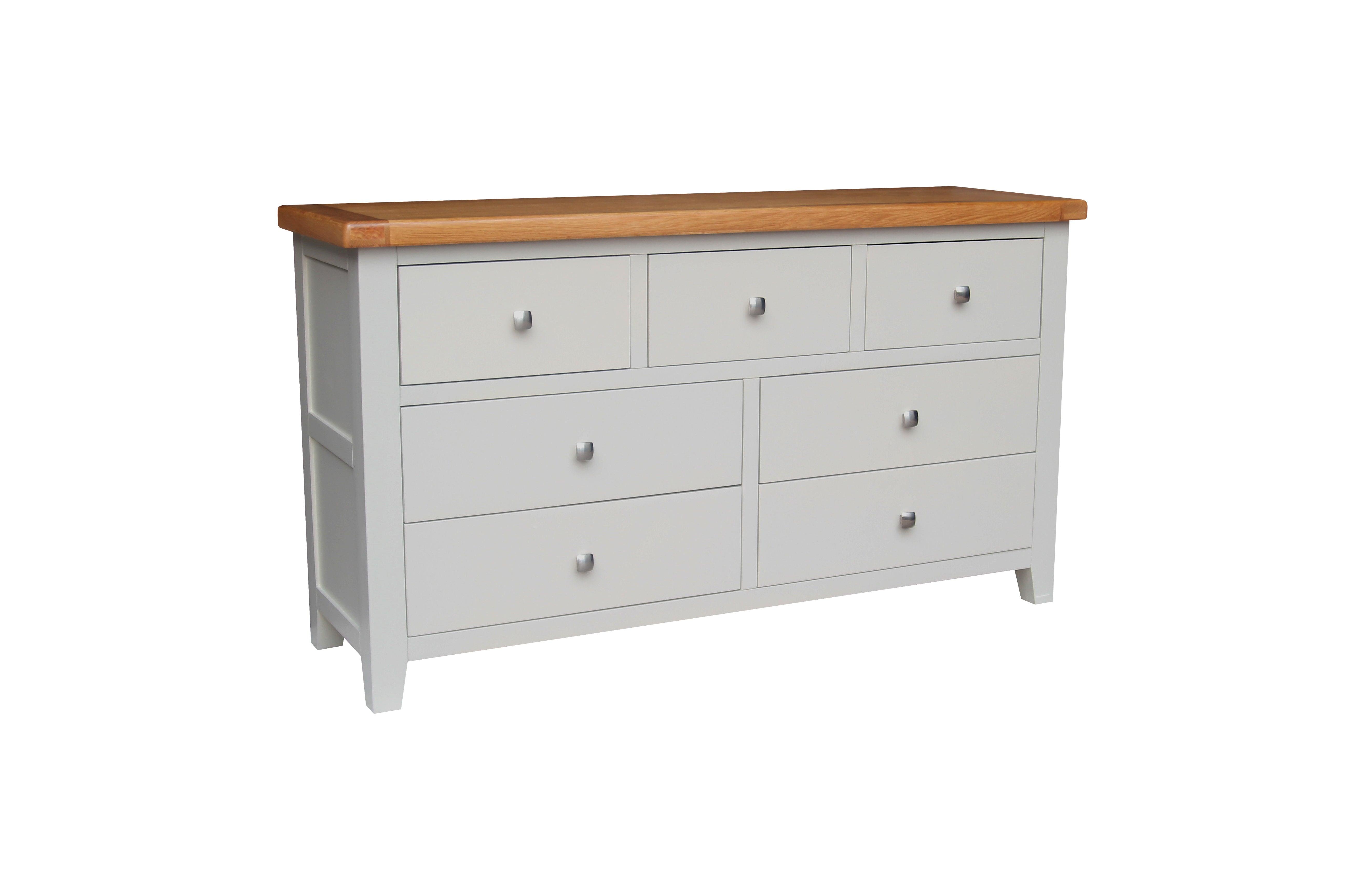 HAMPSHIRE 3 OVER 4 DRAW CHEST – GREY/OAK Quality Furniture Clearance Ltd