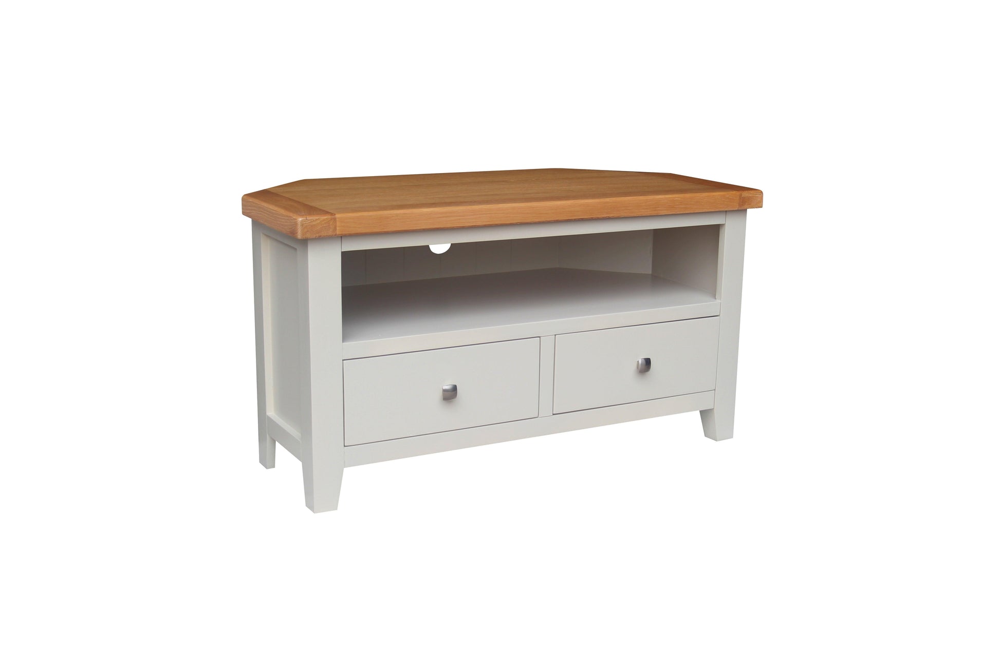 HAMPSHIRE CORNER TV UNIT – GREY/OAK Quality Furniture Clearance Ltd