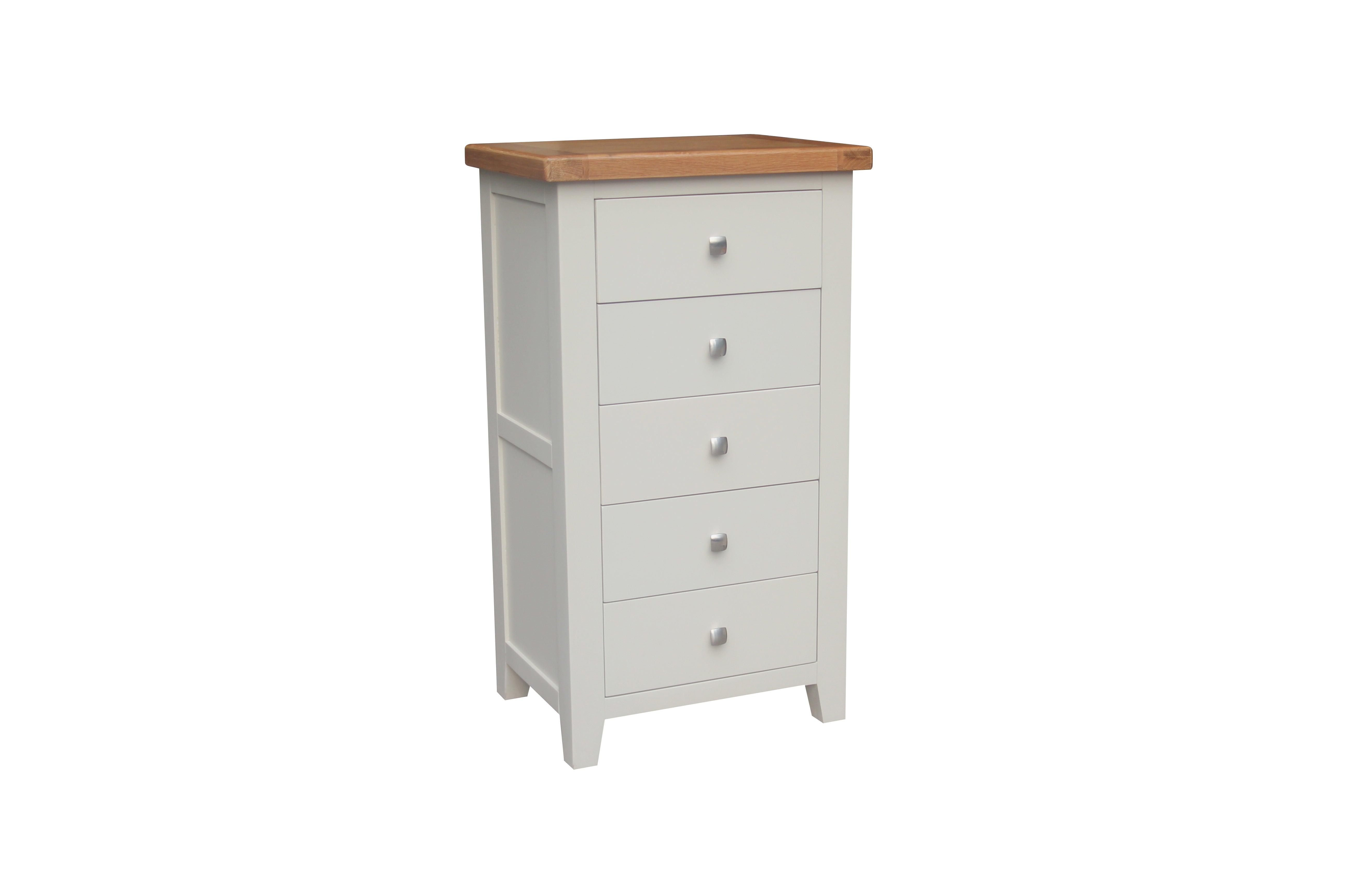 HAMPSHIRE 5 DRAW TALL CHEST – GREY/OAK Quality Furniture Clearance Ltd