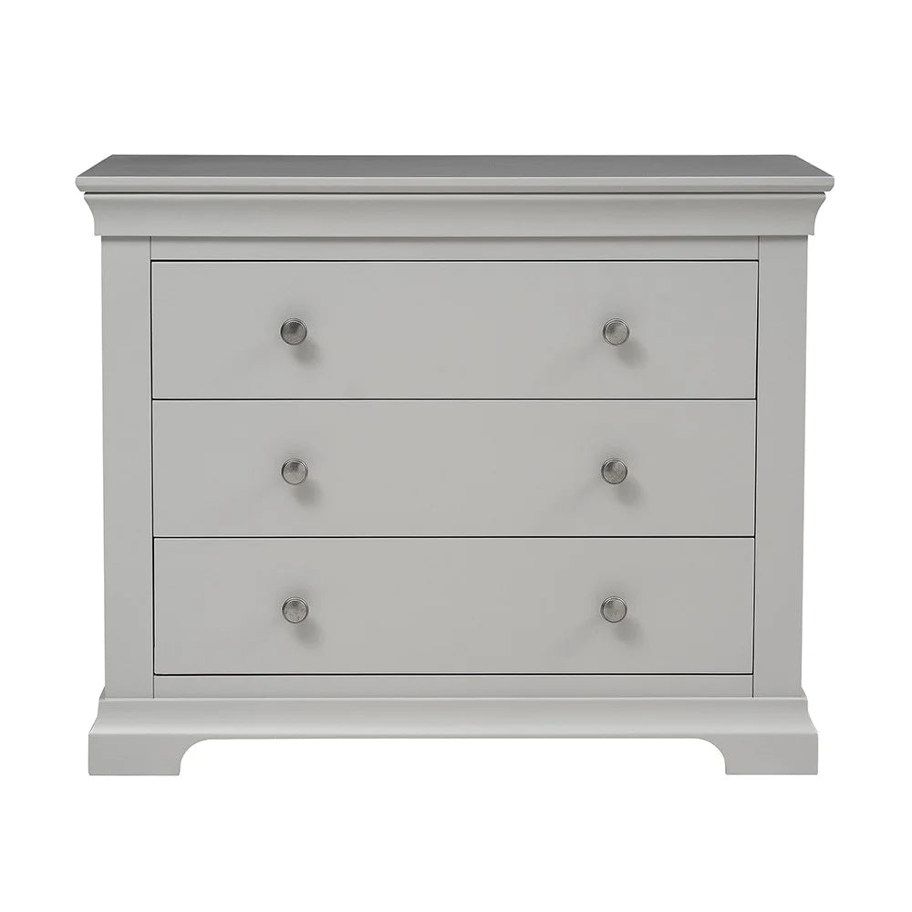 CHANTILLY PEBBLE GREY 3 Drawer Petite Chest Quality Furniture Clearance Ltd