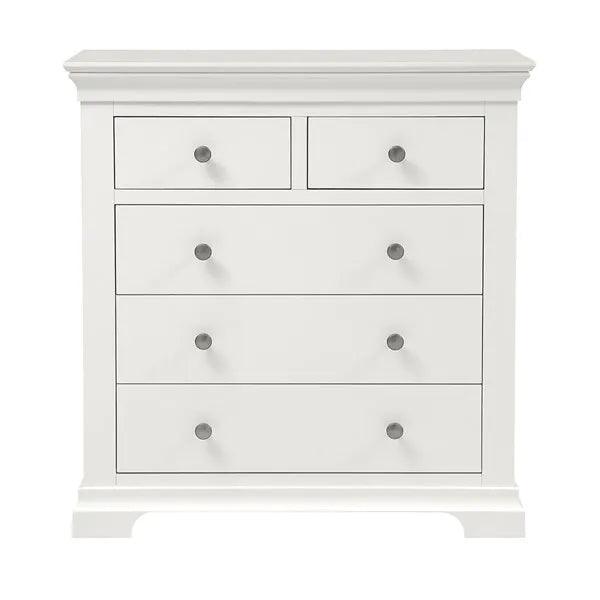 CHANTILLY WARM WHITE
2 Over 3 Drawer Chest Quality Furniture Clearance Ltd