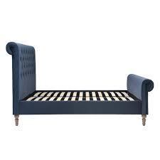 HILCOTT Petrol Velvet Kingsize Upholstered Bed Quality Furniture Clearance Ltd