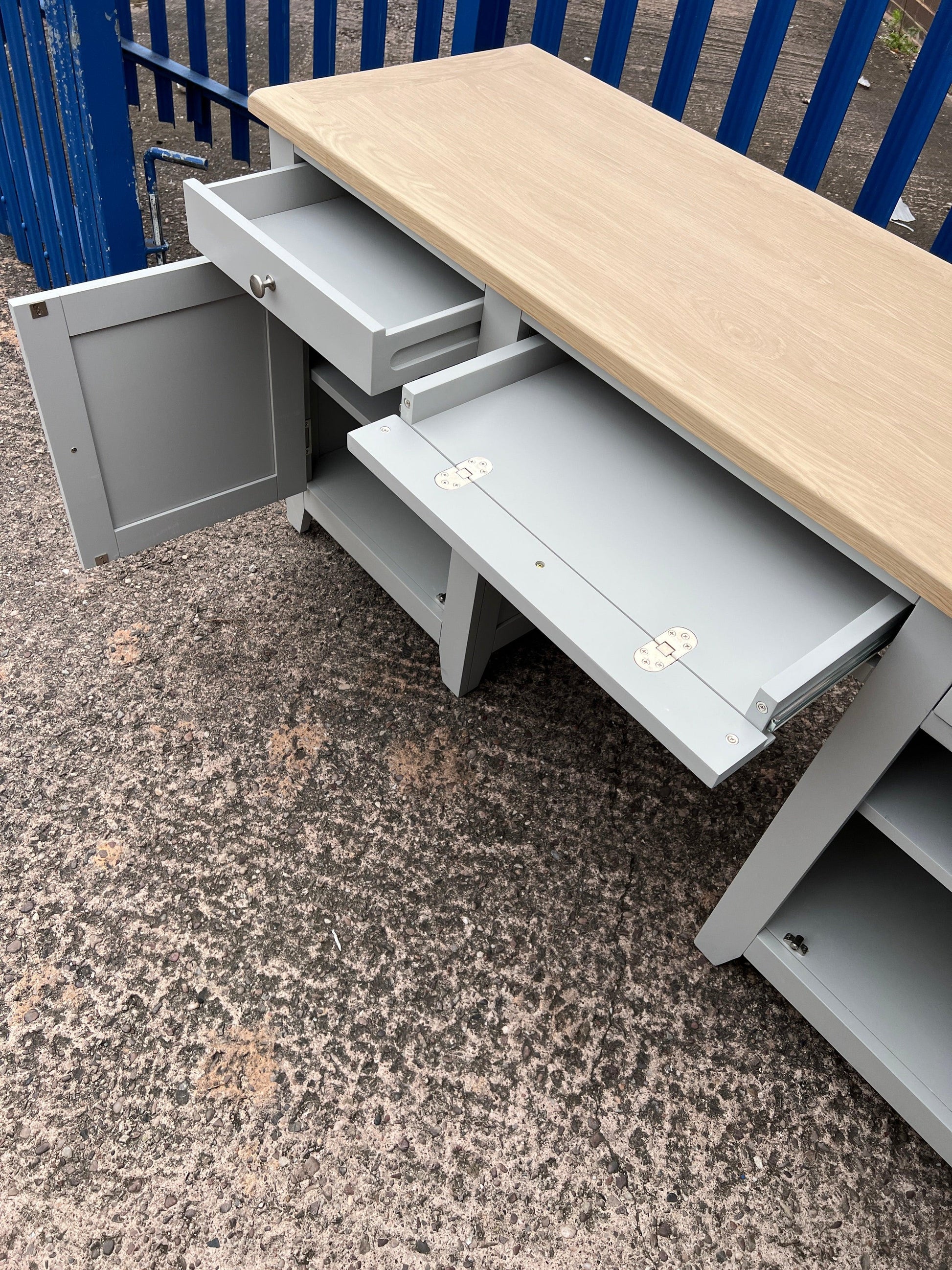 Chester Dove Grey Double Pedestal Desk furniture delivered 