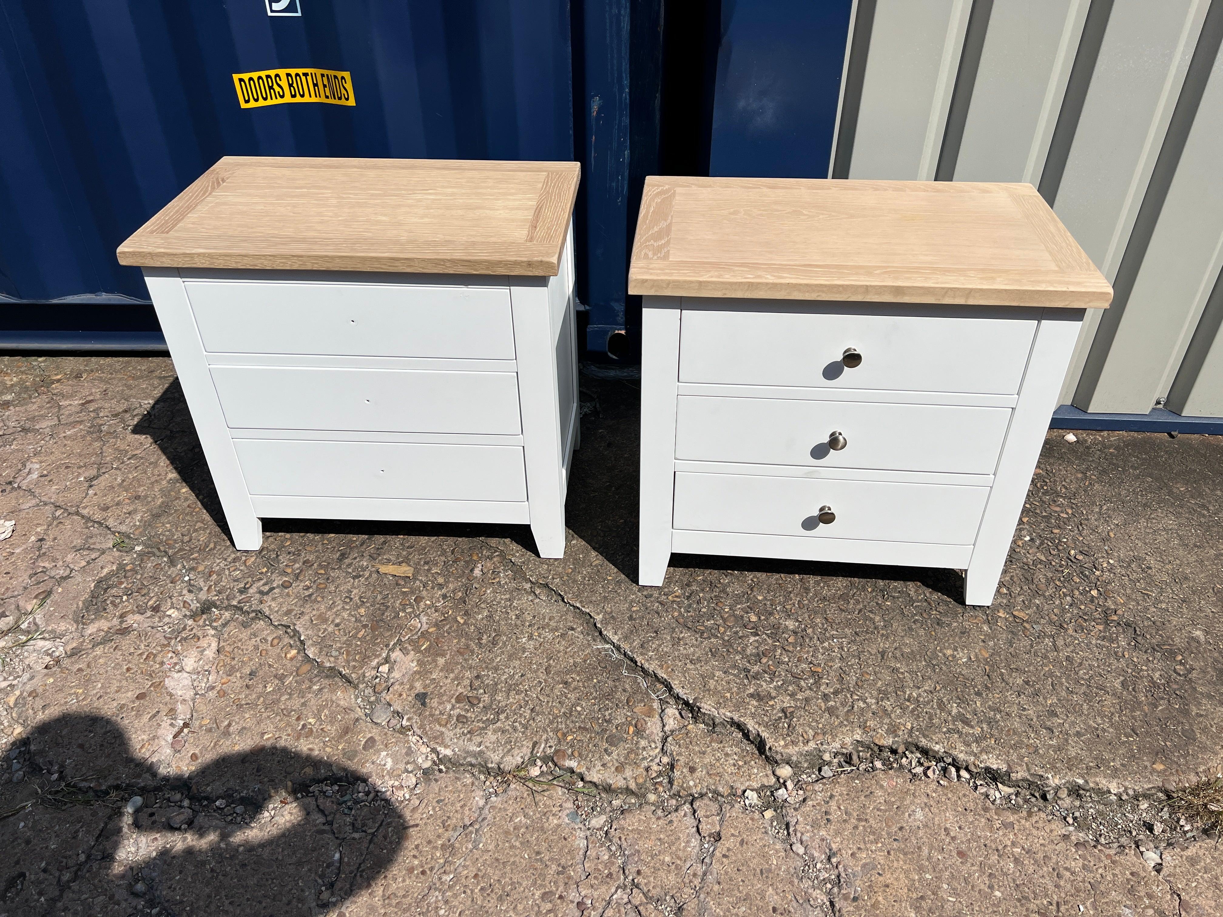 Set of 2 CHESTER PURE WHITE Jumbo Bedside Tables Quality Furniture Clearance Ltd