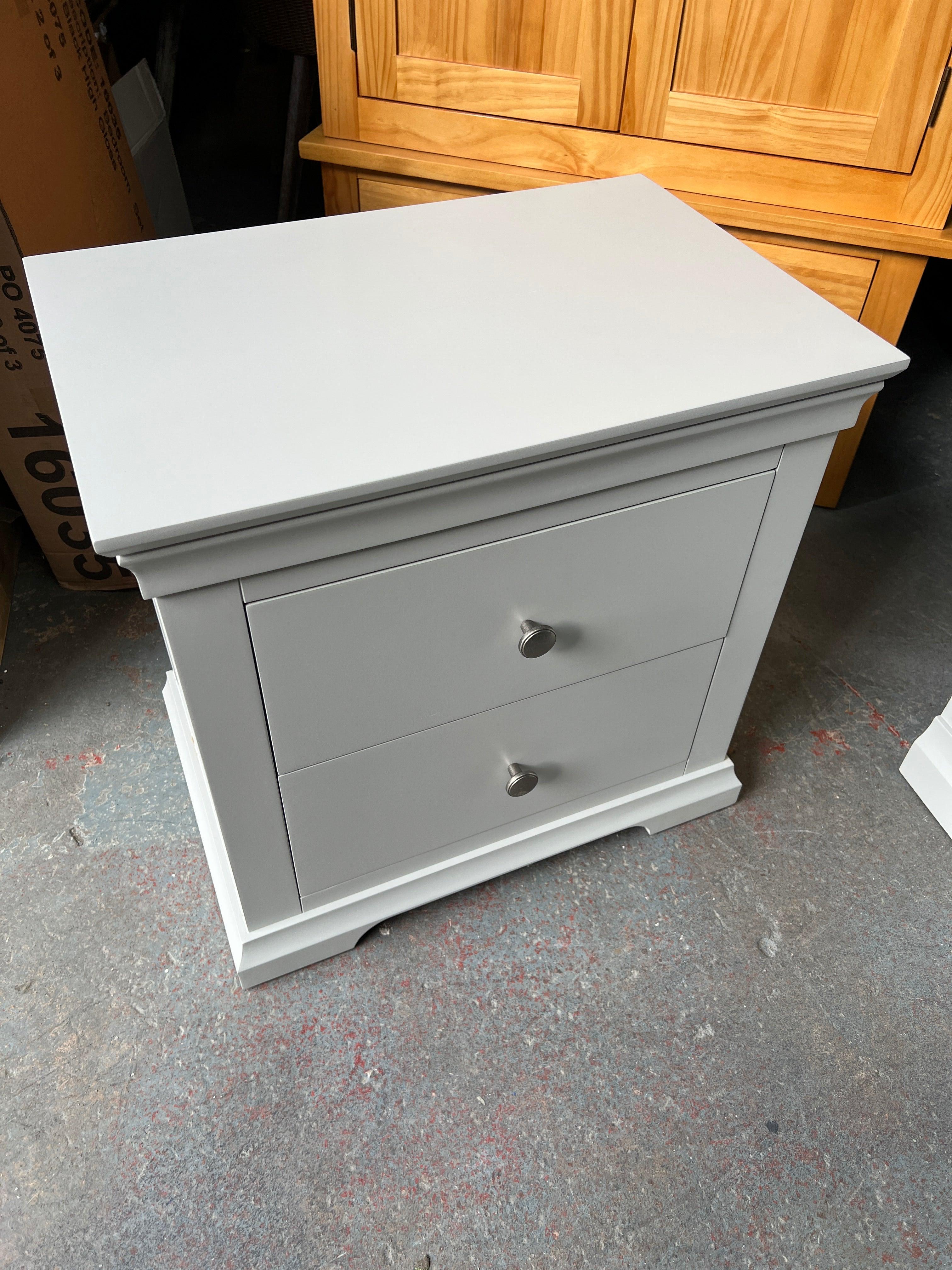 CHANTILLY PEBBLE GREY Set of 2 Jumbo Bedside Tables Quality Furniture Clearance Ltd