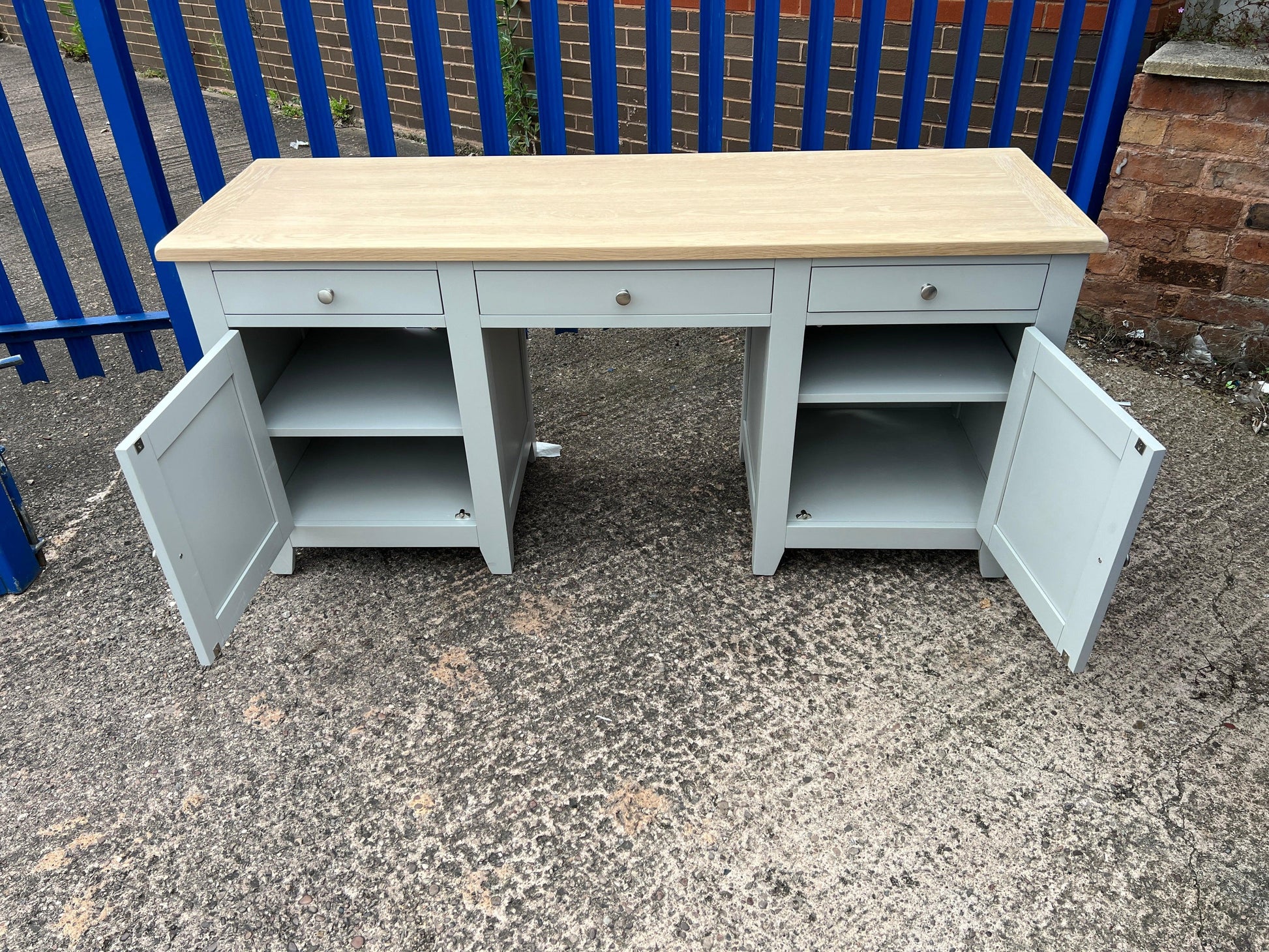 Chester Dove Grey Double Pedestal Desk furniture delivered 