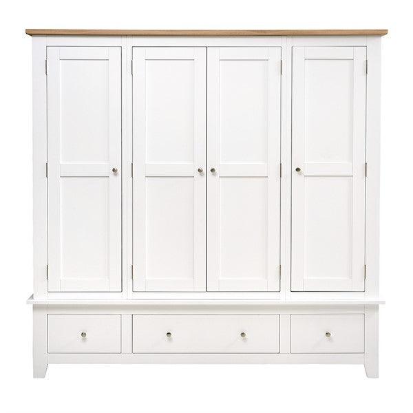 CHESTER PURE WHITE Four Door Wardrobe Quality Furniture Clearance Ltd