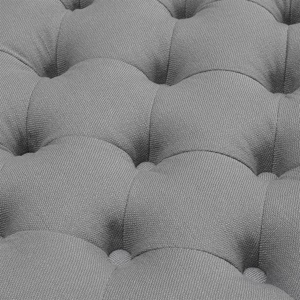 CLOVER Buttoned Coffee Table - Grey Linen Quality Furniture Clearance Ltd