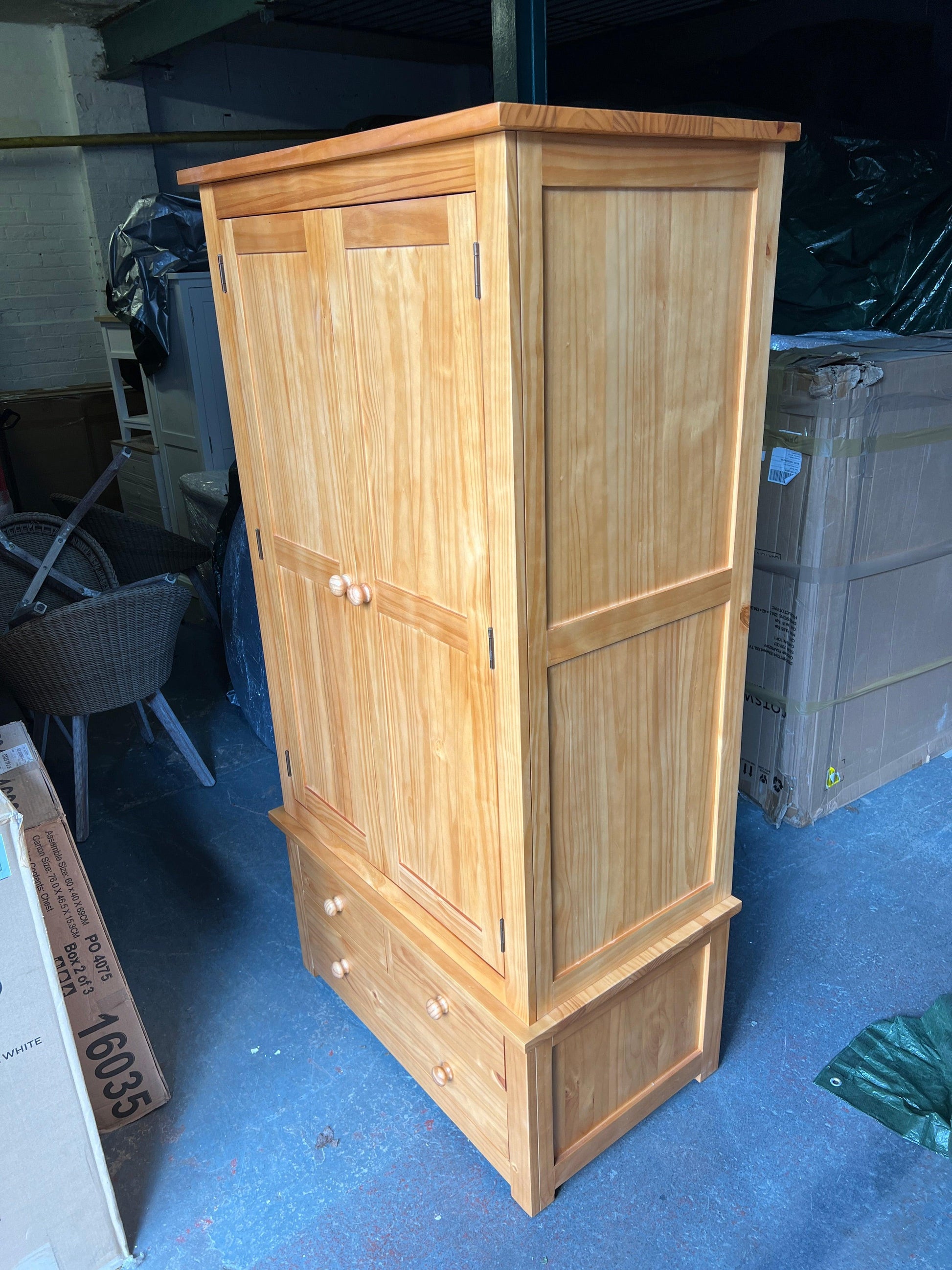 OAKLEY PINE Double Wardrobe Quality Furniture Clearance Ltd