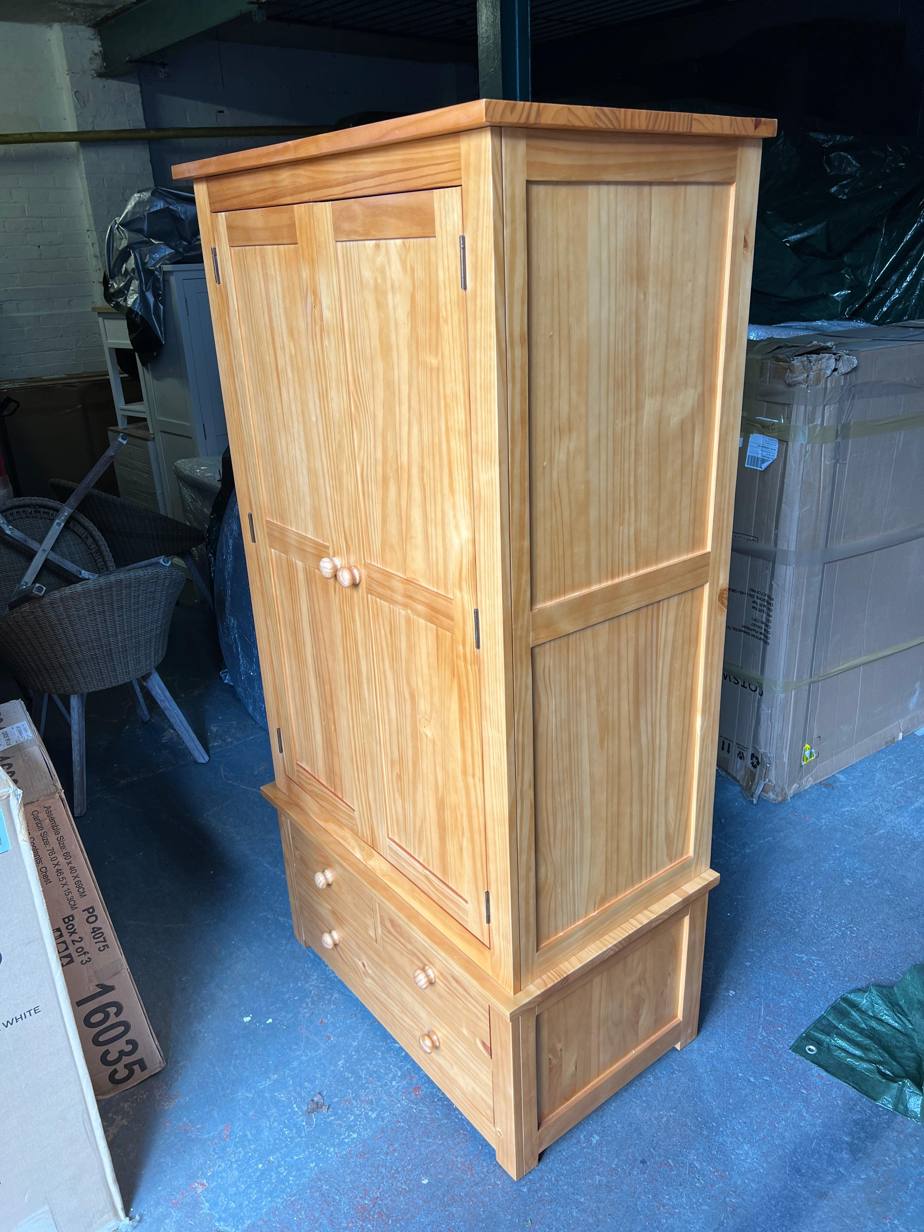 OAKLEY PINE Double Wardrobe Quality Furniture Clearance Ltd