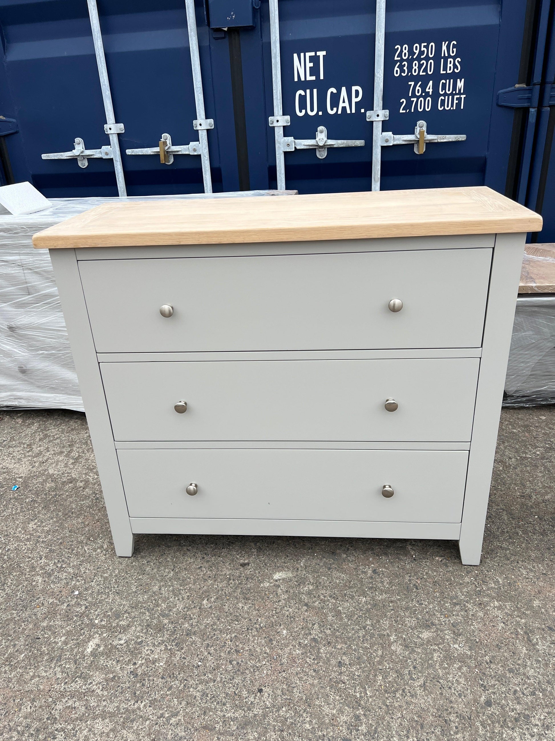 CHESTER DOVE GREY 3 Drawer Chest Quality Furniture Clearance Ltd