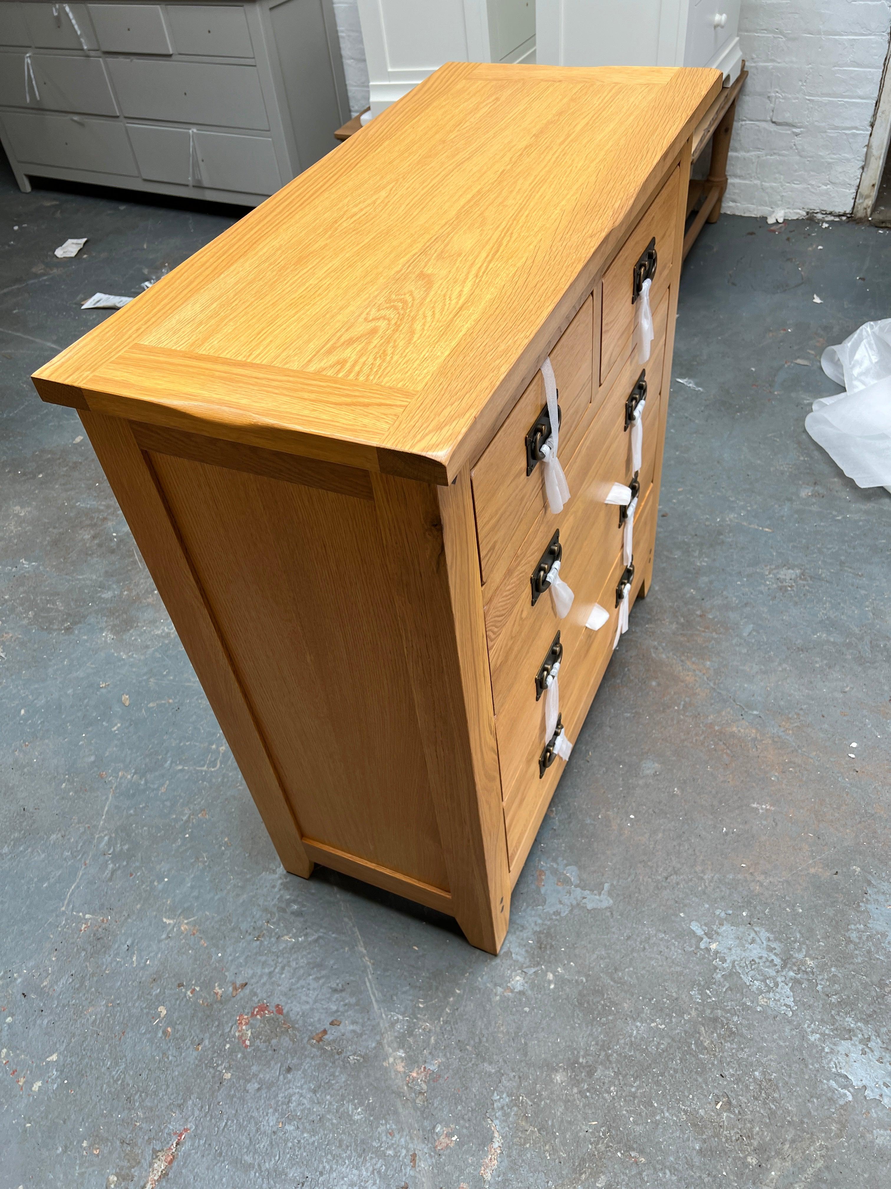 Oakland Rustic Oak 2 over 3 Chest of Drawers Quality Furniture Clearance Ltd