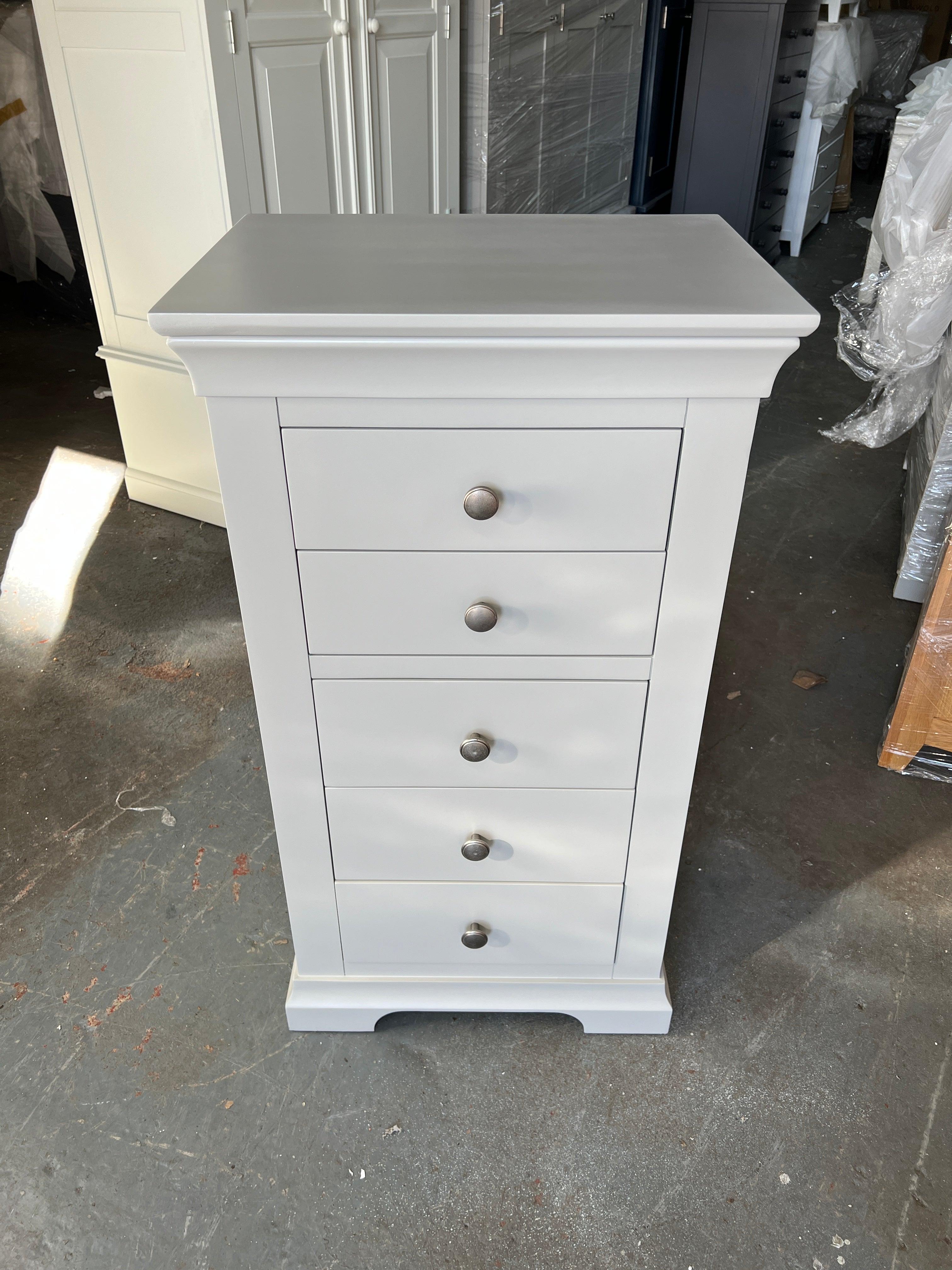 Chantilly Pebble Grey Tallboy furniture delivered 