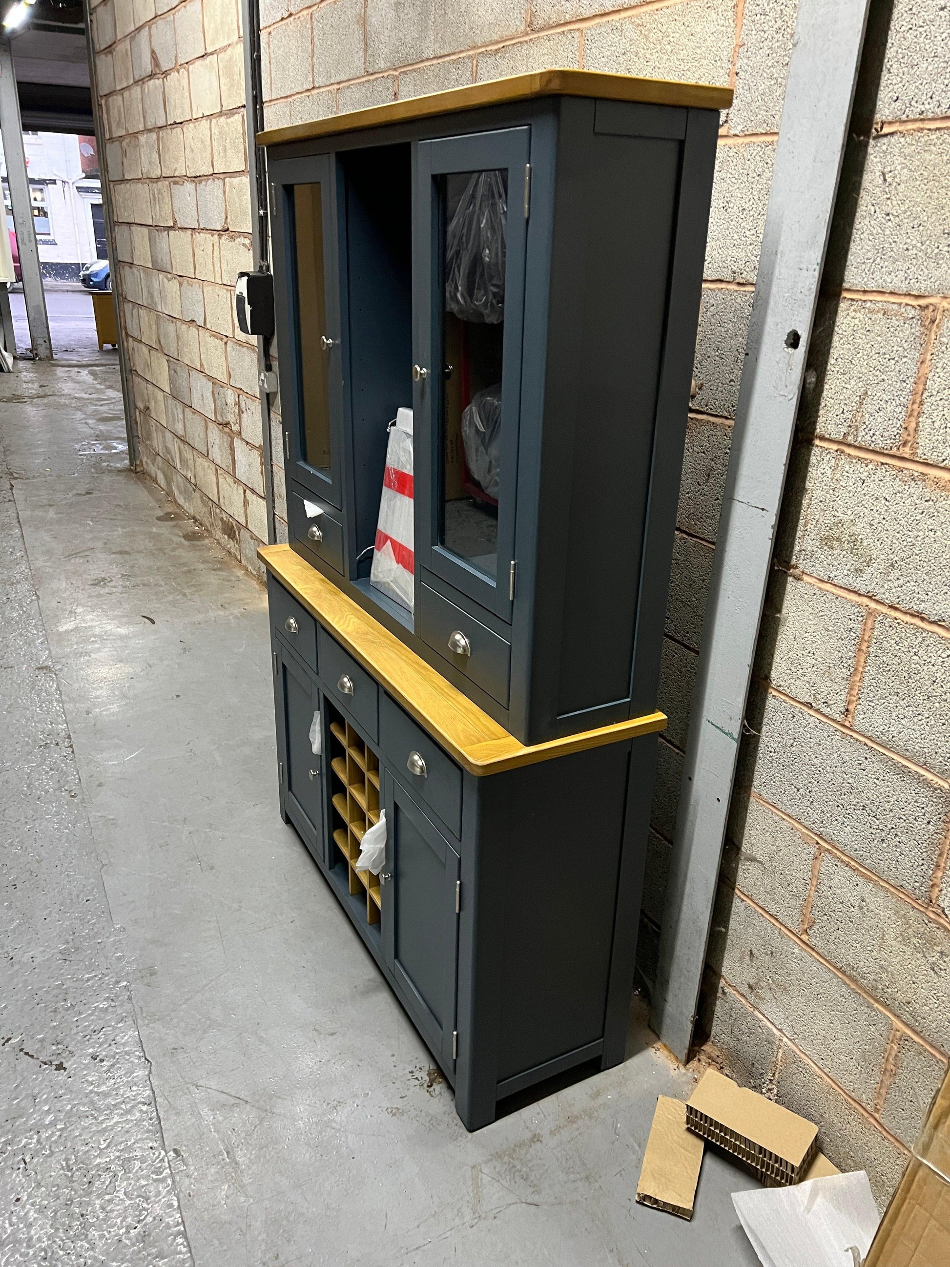 WESTCOTE INKY BLUE Dresser with Wine Rack Quality Furniture Clearance Ltd