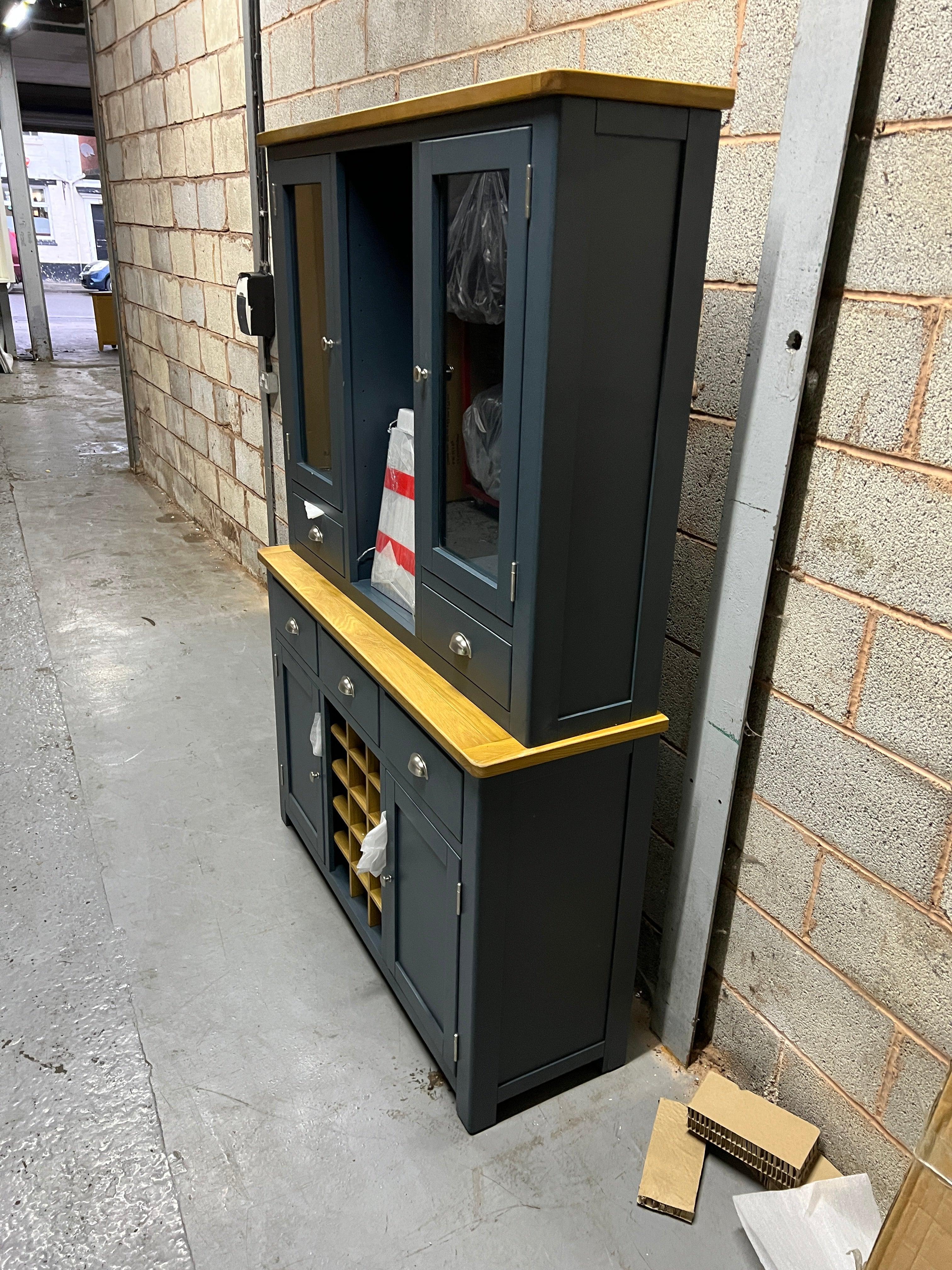 WESTCOTE INKY BLUE Dresser with Wine Rack Quality Furniture Clearance Ltd