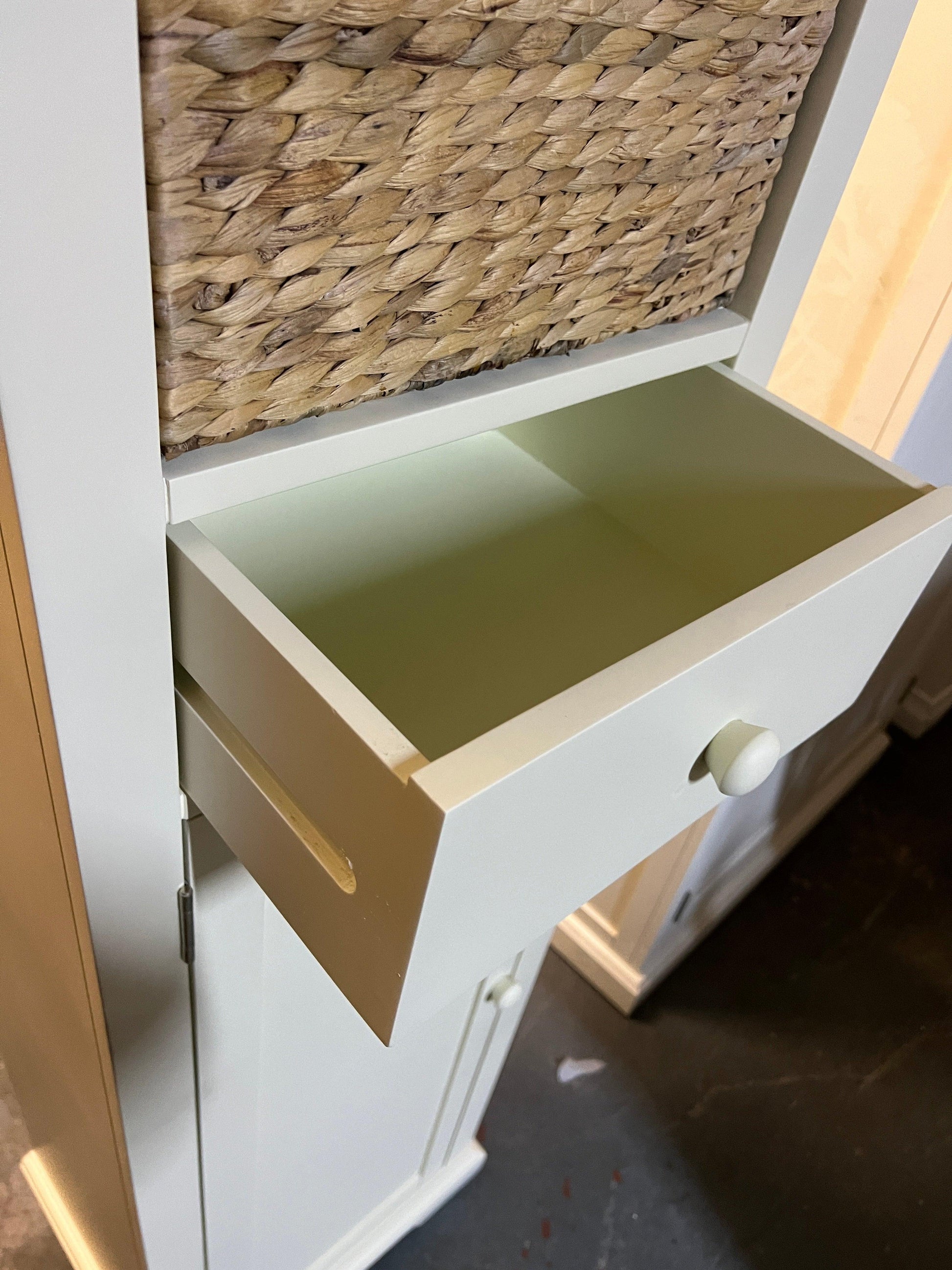 Farmhouse Painted Tall Slim Shoe Cupboard Quality Furniture Clearance Ltd