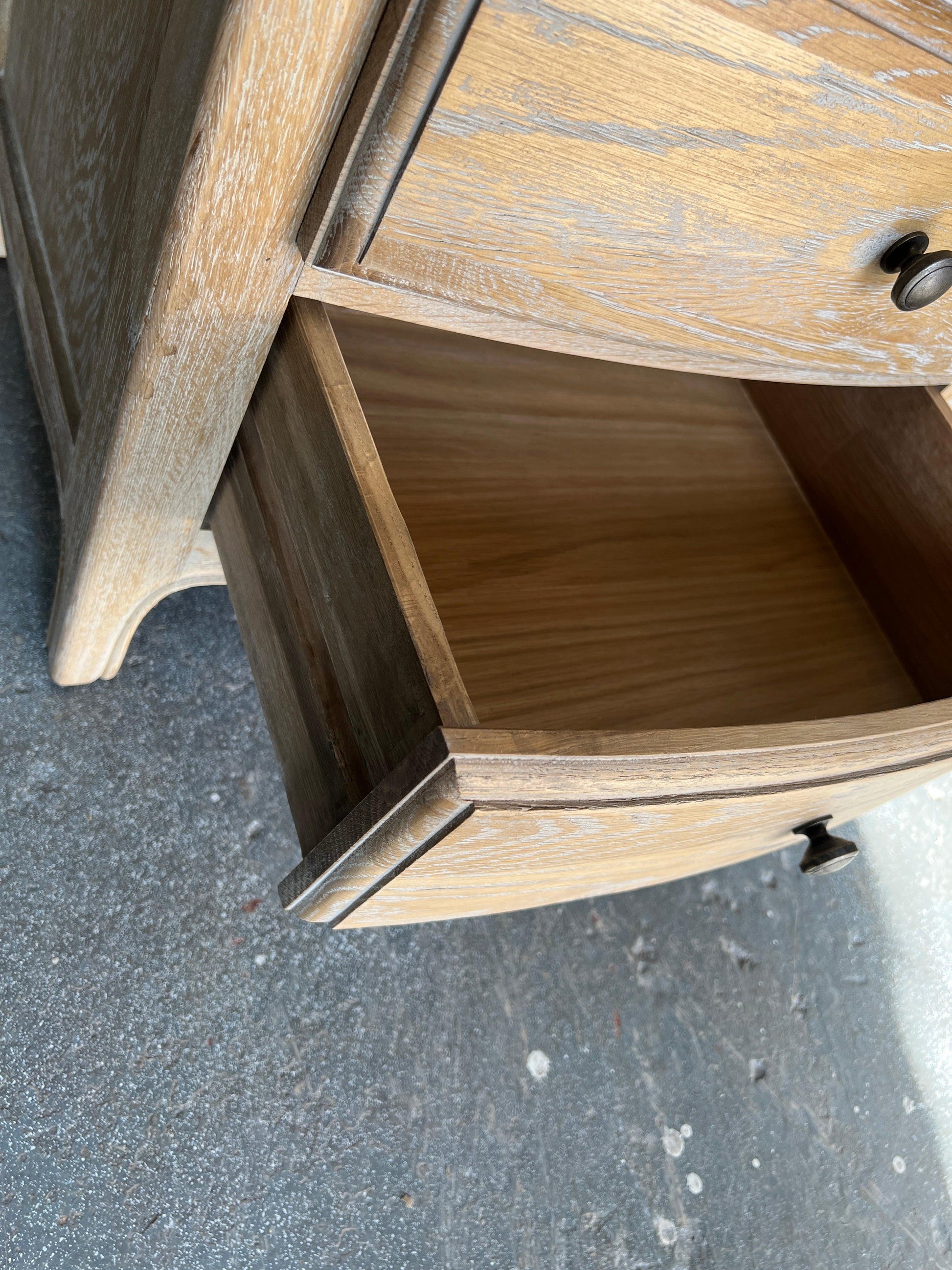 set of 2 Camille Limewash Oak 3 Drawer Bedside Tables furniture delivered 