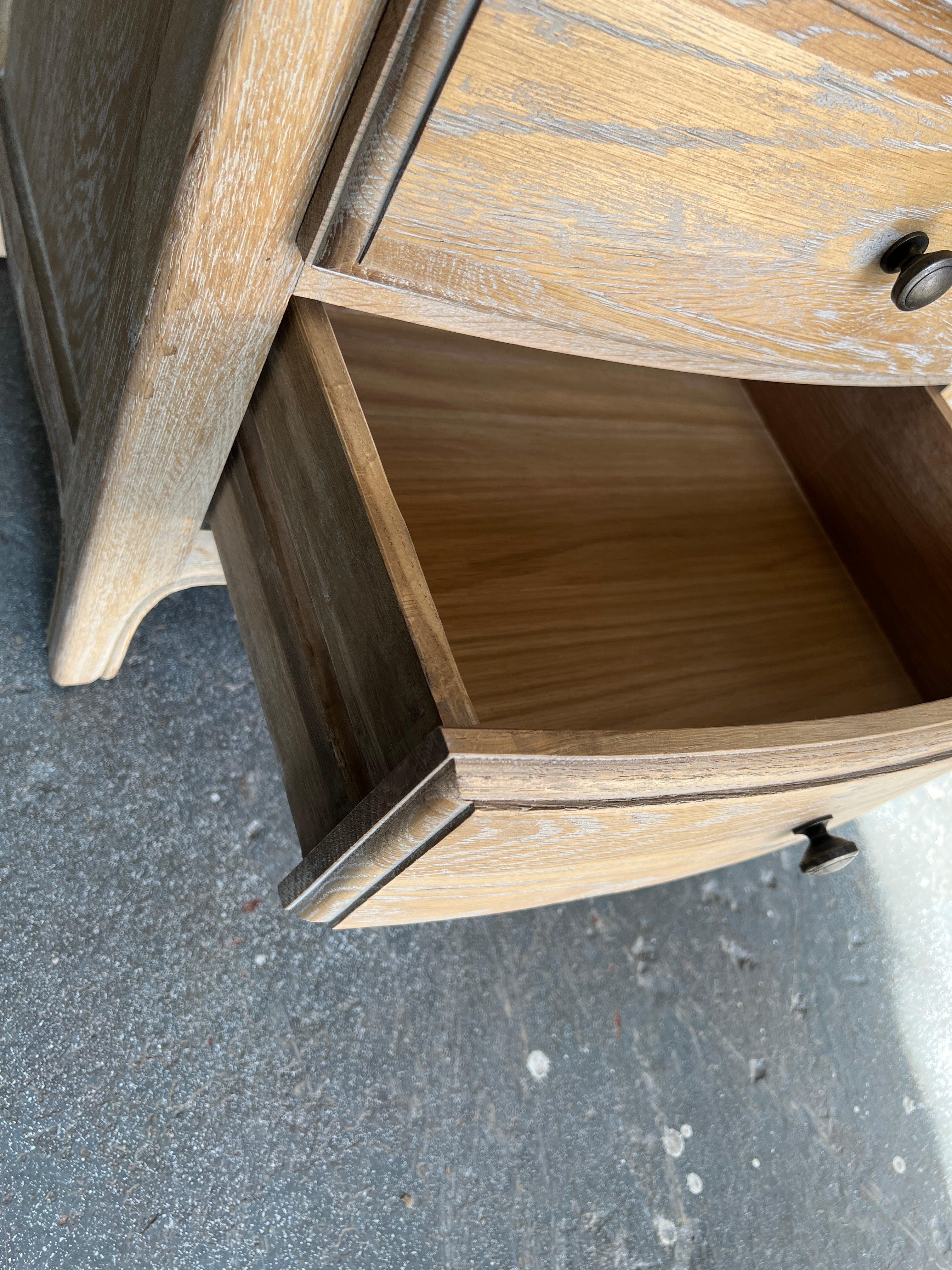 set of 2 Camille Limewash Oak 3 Drawer Bedside Tables furniture delivered 