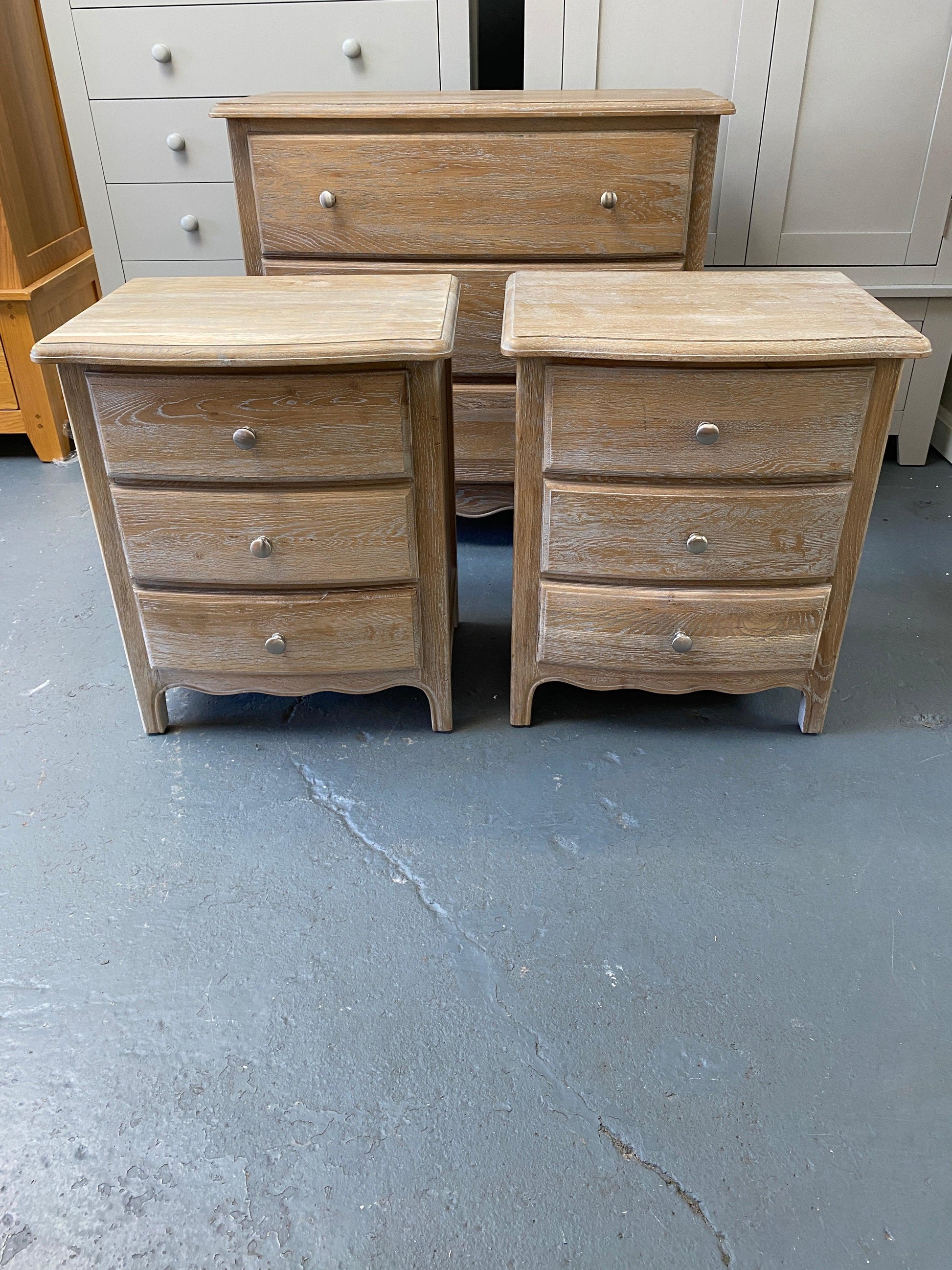 Limewash Oak Set of 2 Bedsides. - furniture delivered 