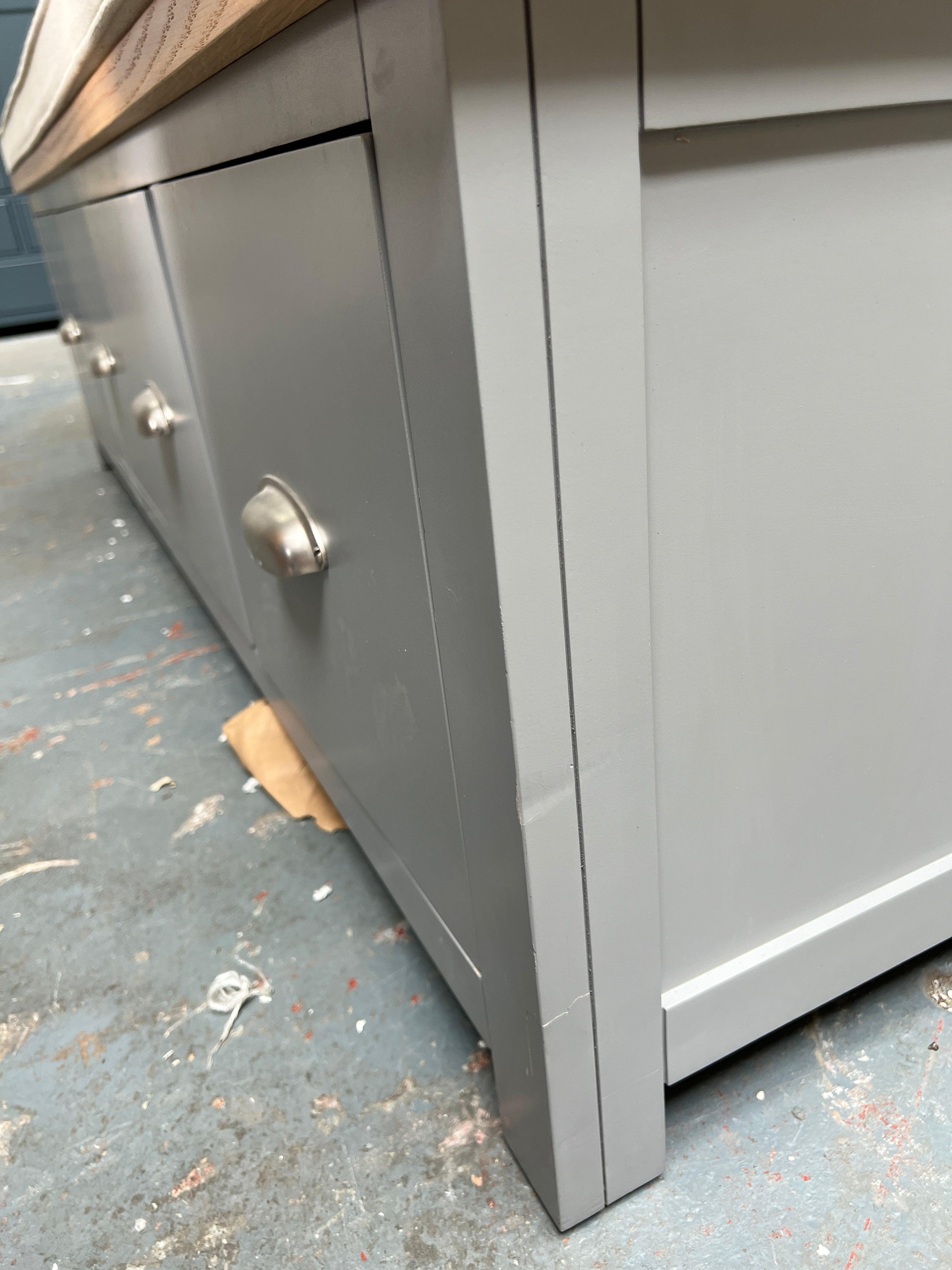 Sussex Storm Grey Four Drawer Shoe Bench with Cushion. furniture delivered 
