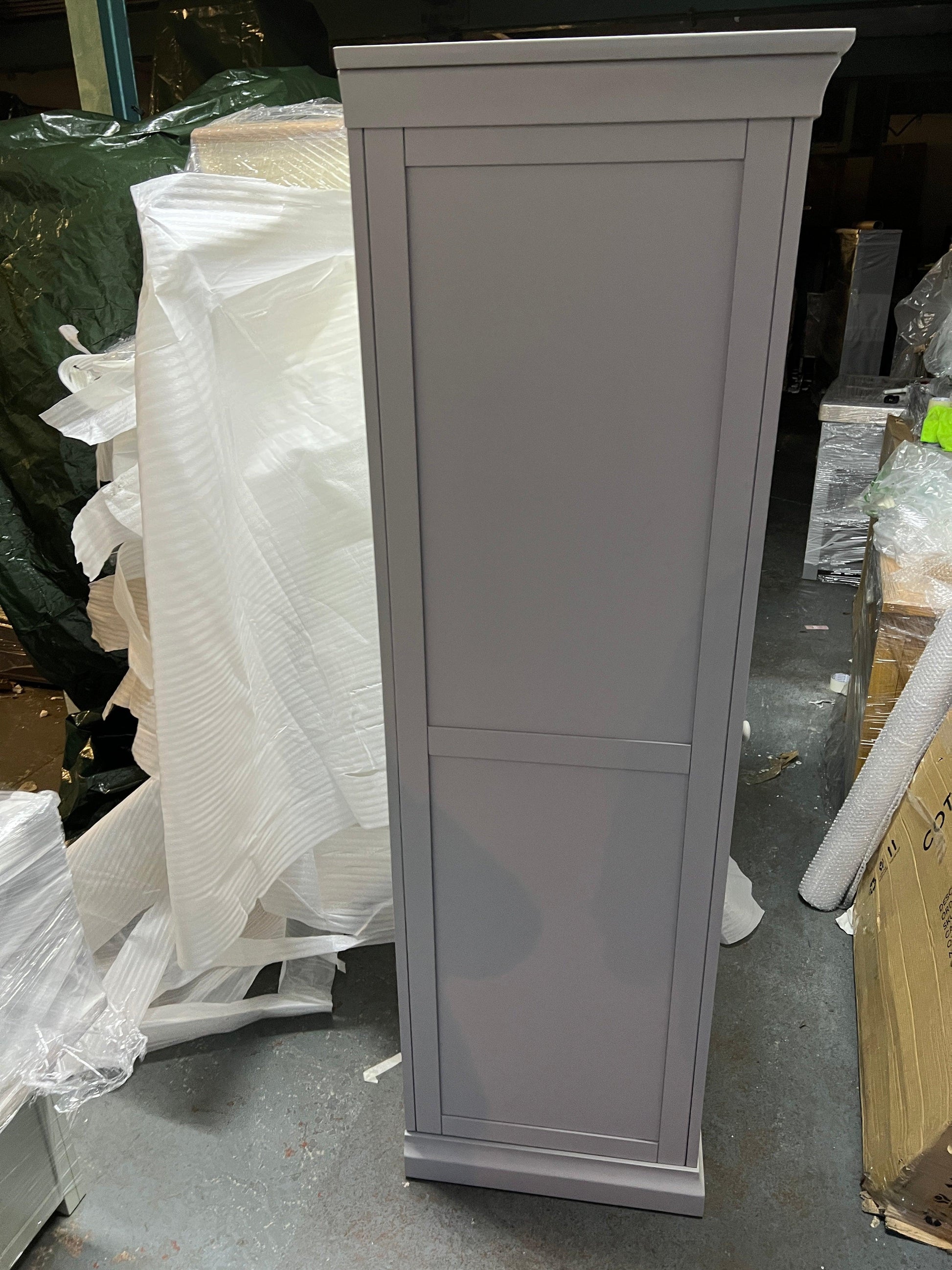Chantilly Pebble Grey Single Wardrobe Quality Furniture Clearance Ltd