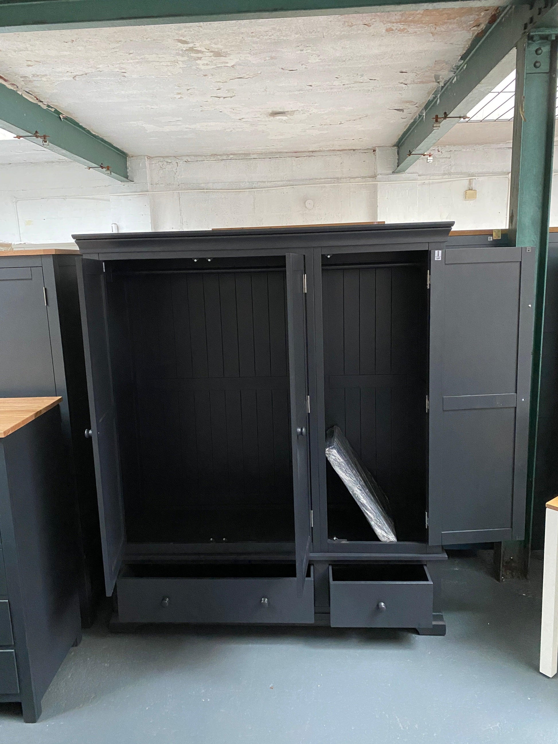 Chantilly Dusky Black Triple Wardrobe Quality Furniture Clearance Ltd