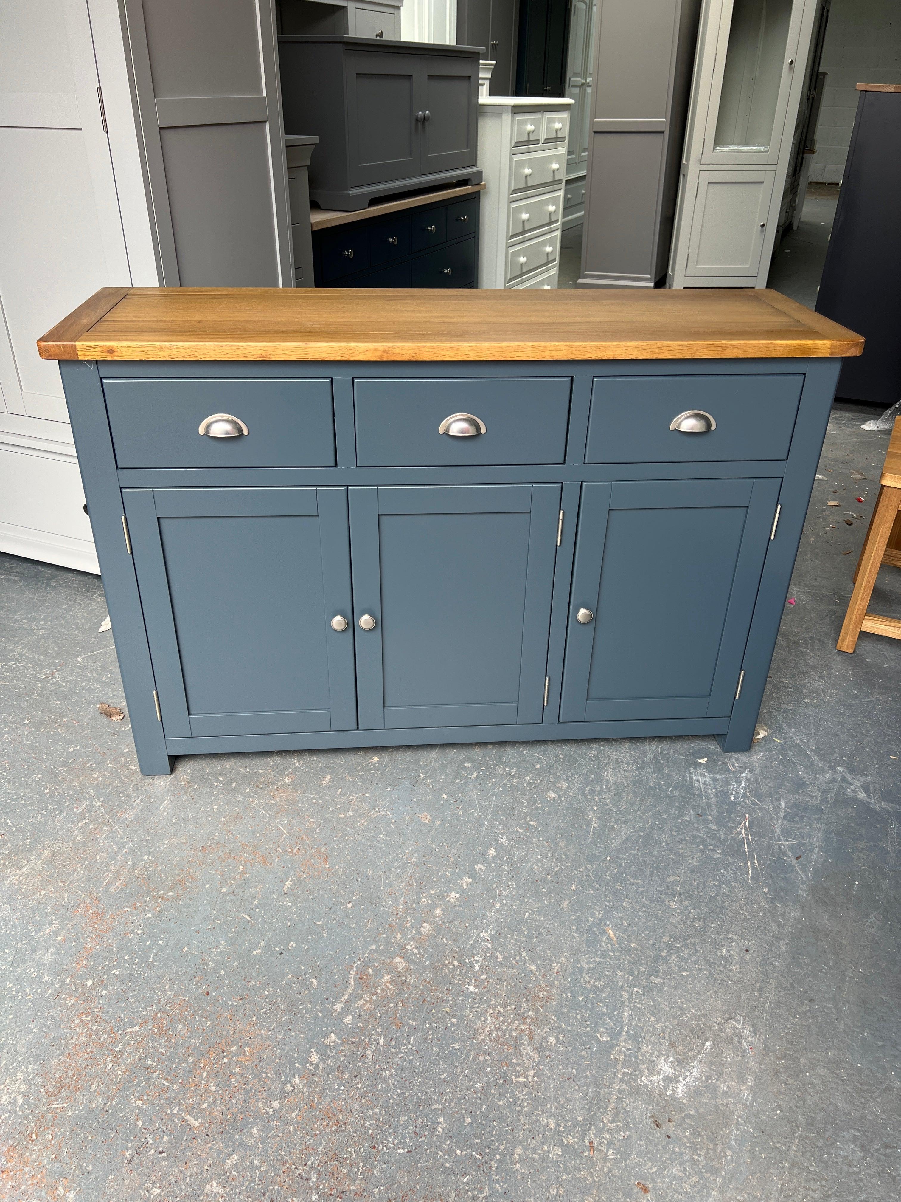 Westcote Inky Blue Large 3 Door Sideboard. furniture delivered 