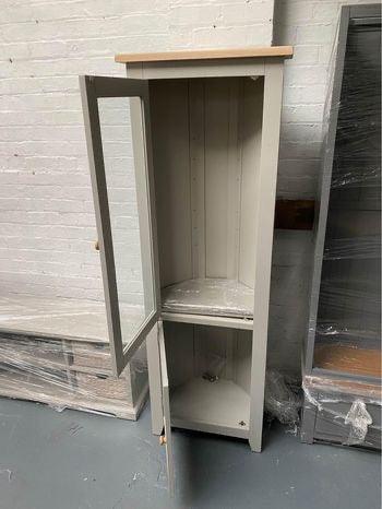 Chester Dove Grey Corner Display Cabinet. furniture delivered 