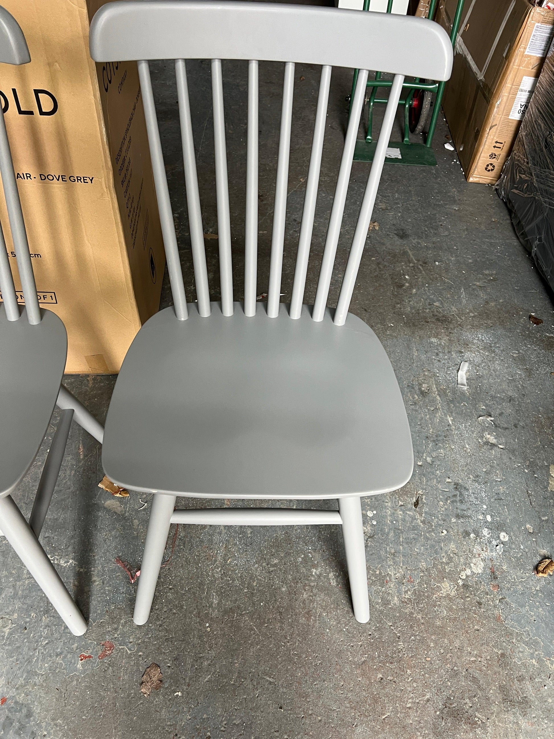 Set of 4 CHESTER DOVE GREY Spindleback Chair - Dove Grey Quality Furniture Clearance Ltd