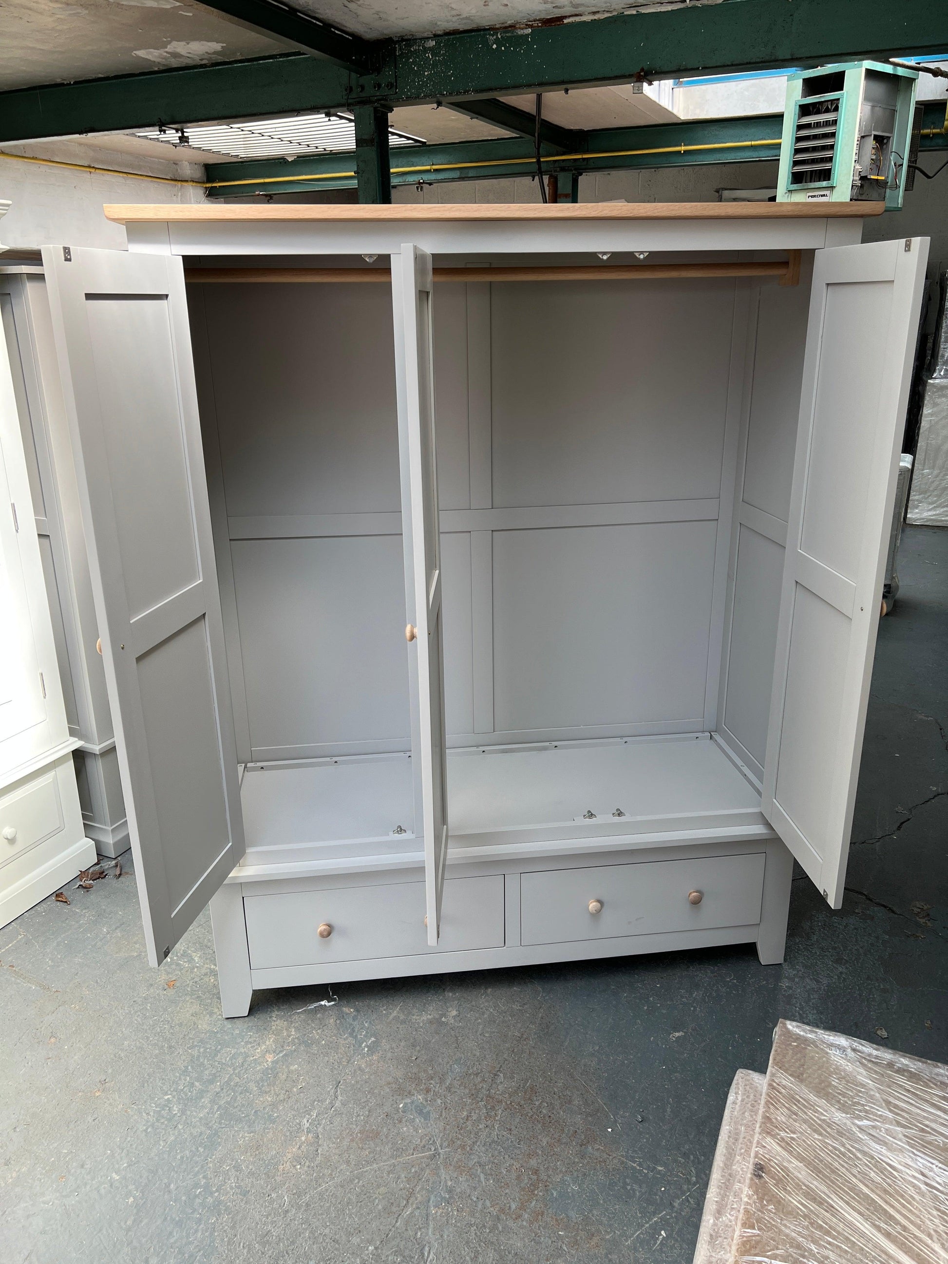Chester Dove Grey Triple Wardrobe furniture delivered 